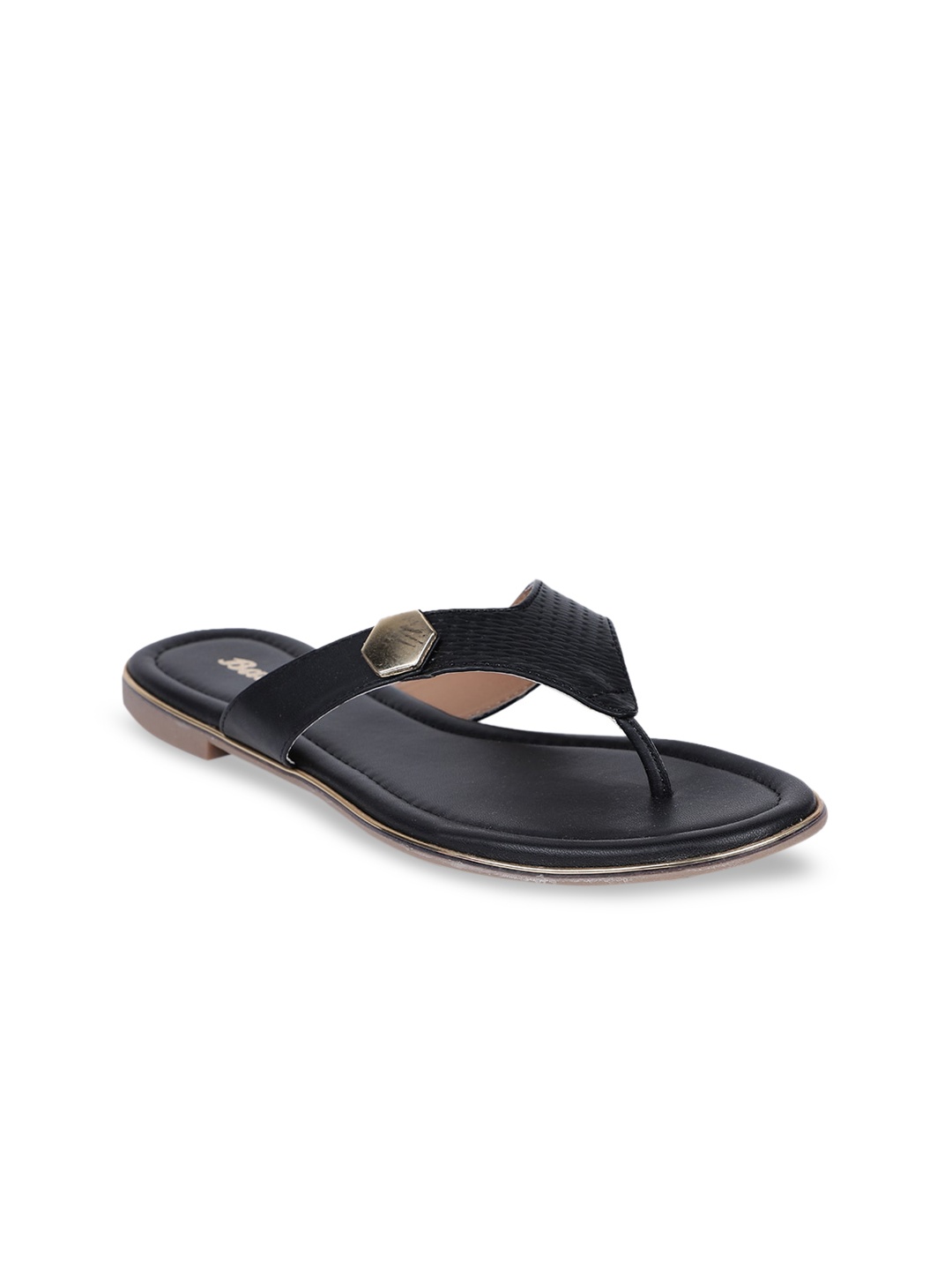 Bata Women Black Solid PU Open Toe Flats