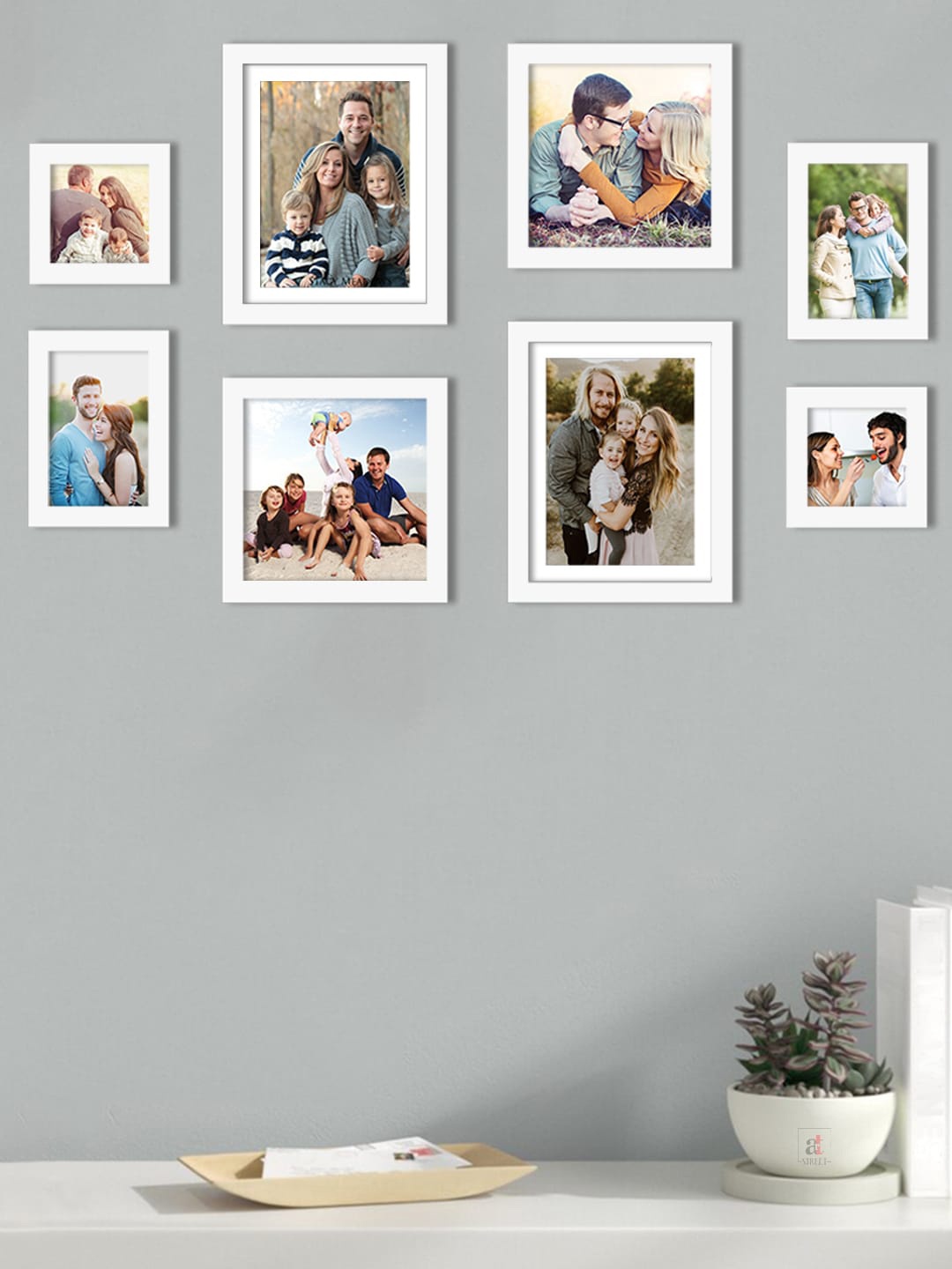 

Art Street Set Of 8 White Solid Individual Wall Photo Frames
