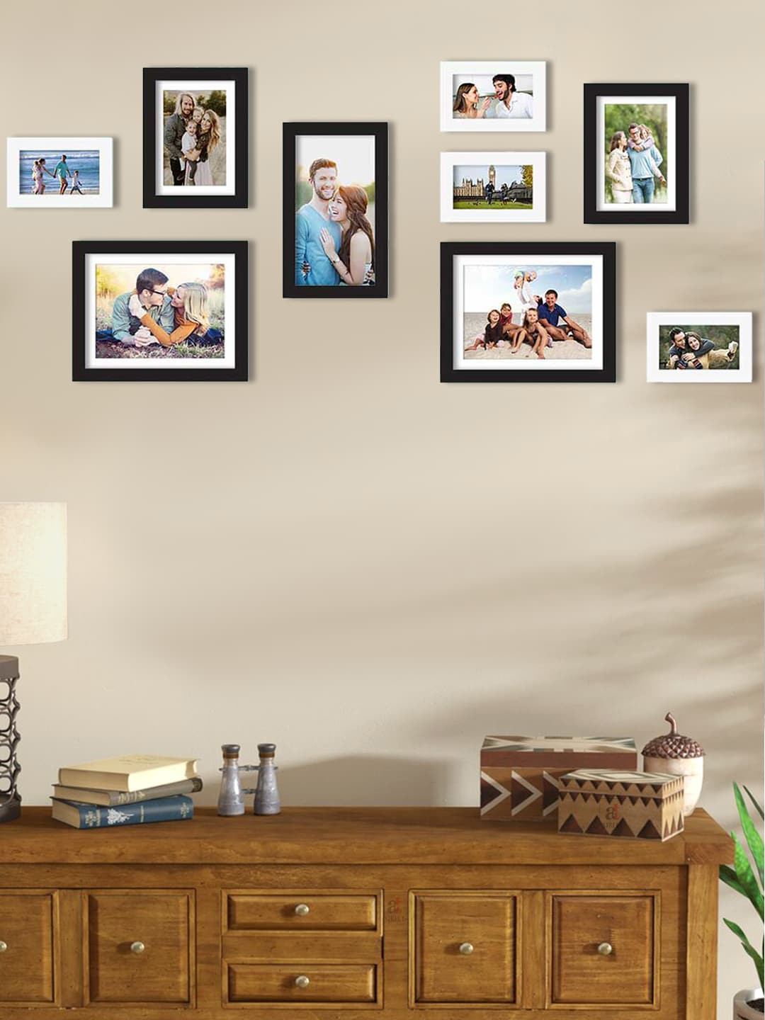 

Art Street Set Of 9 White & Black Solid Individual Wall Photo Frames