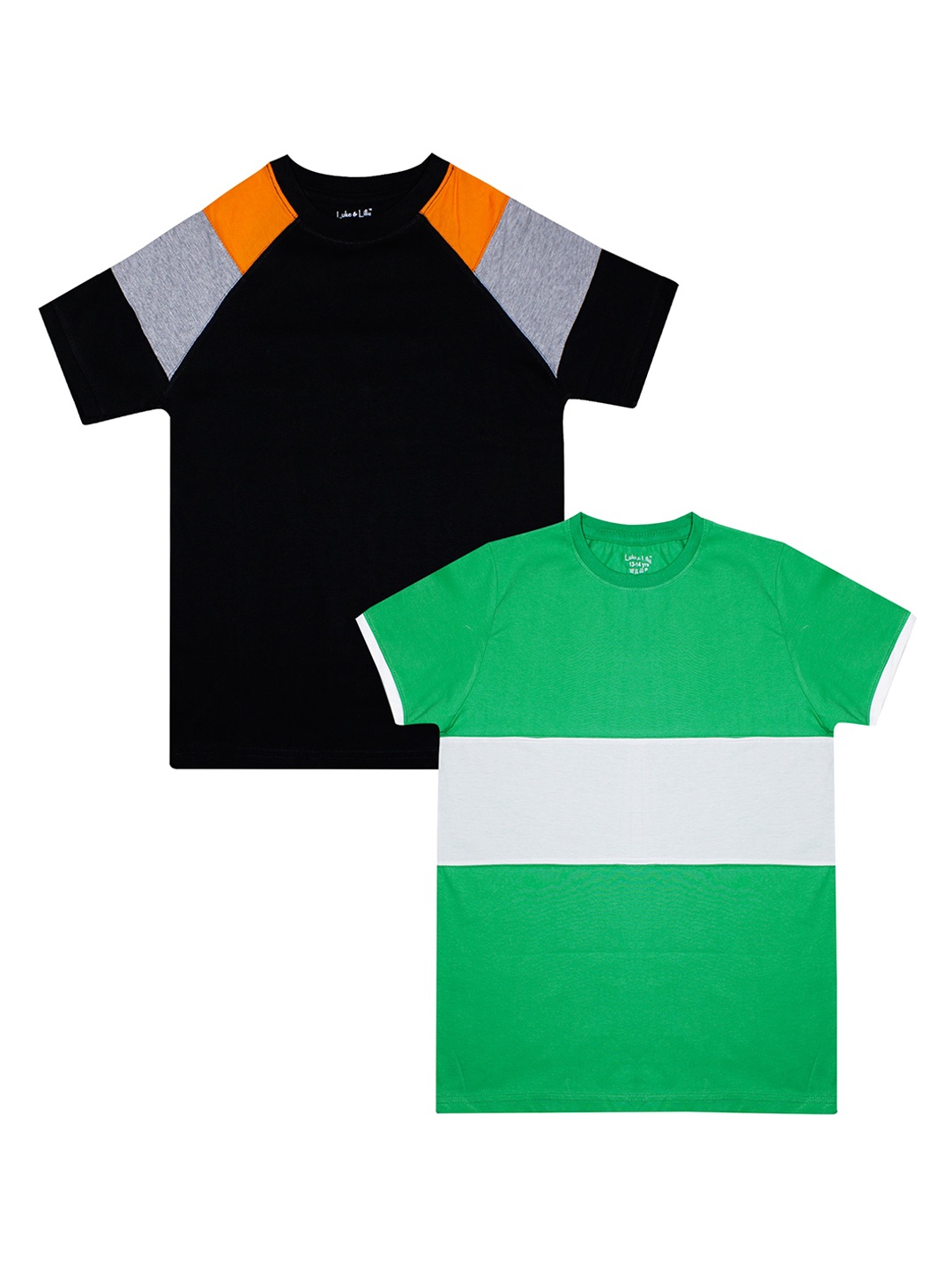 

Luke & Lilly Boys Pack Of 2 Colourblocked Round Neck T-shirts, Green