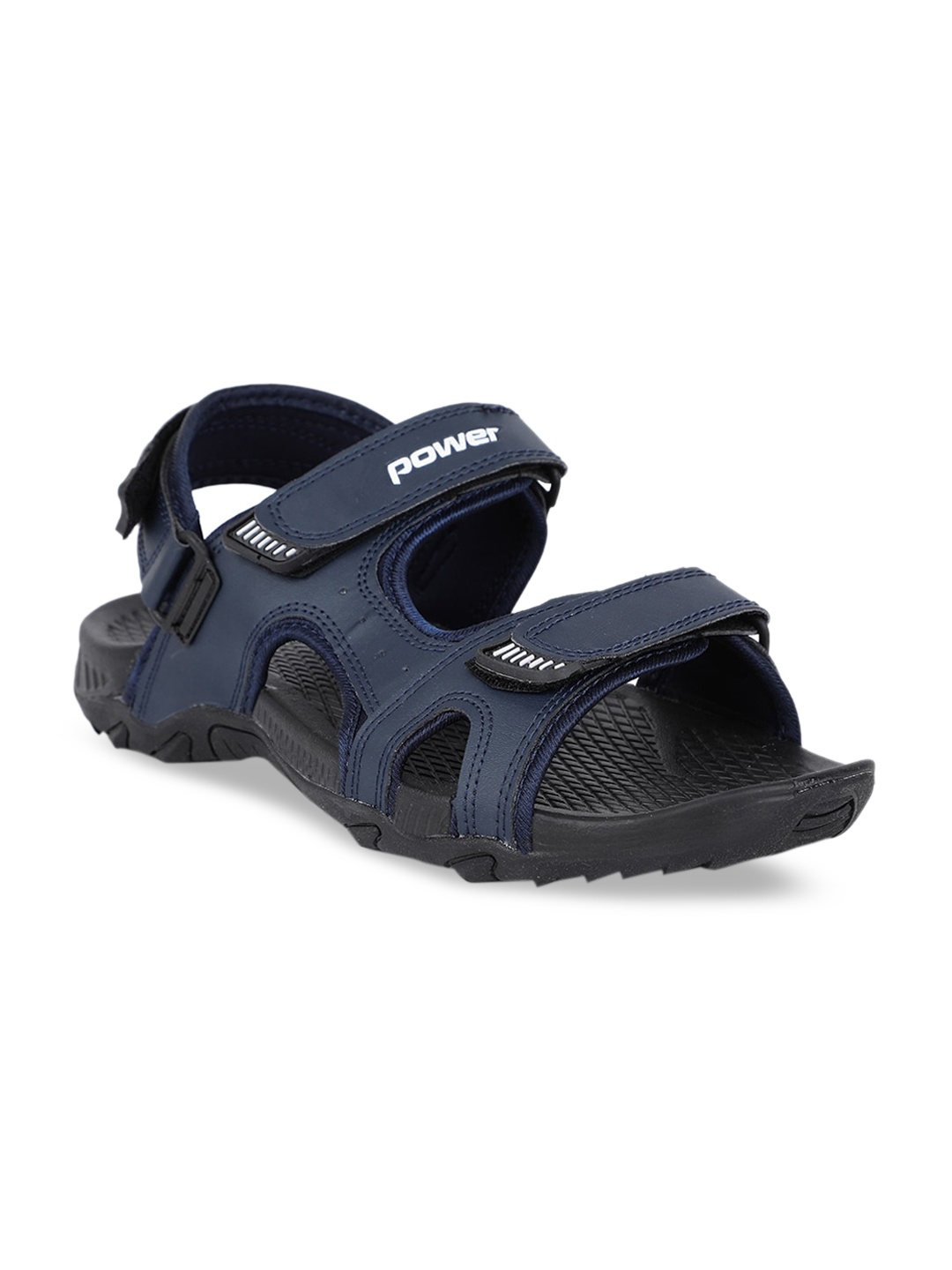 

Power Men Blue & Black Solid Sports Sandals