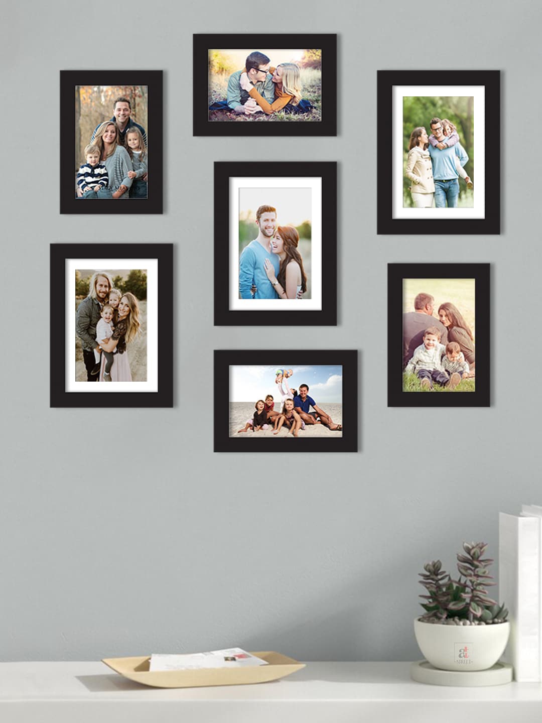 

Art Street Set Of 7 Black Solid Individual Wall Photo Frames