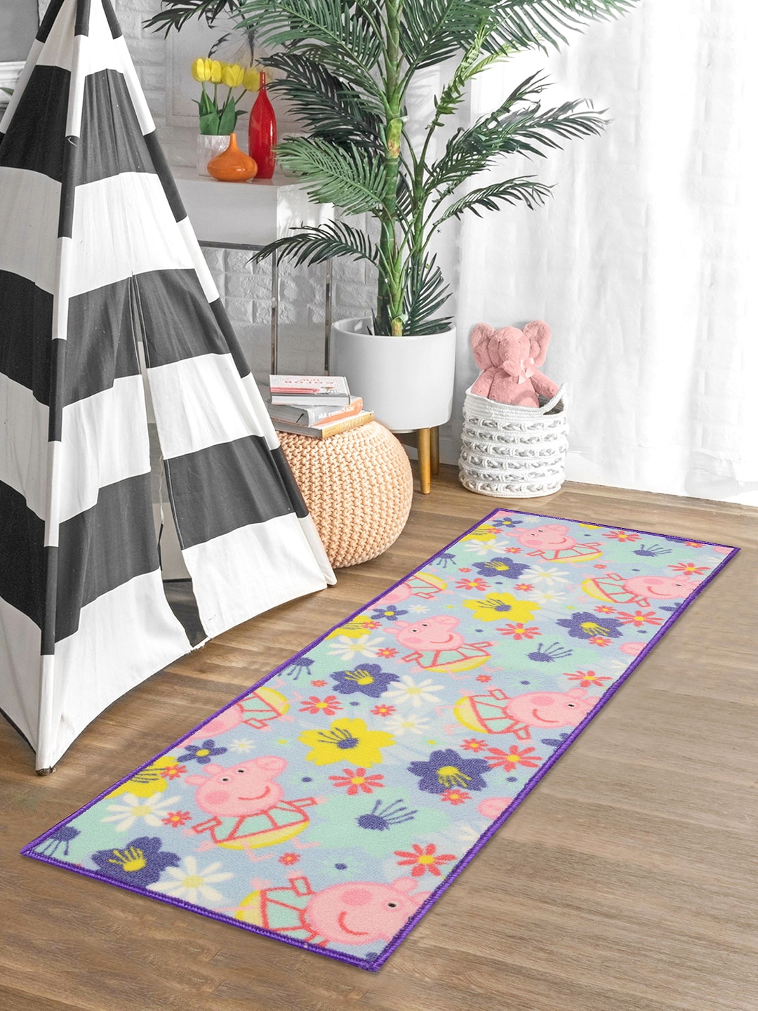 

Saral Home Blue & Pink Peppa Pig Cartoon Printed Anti-Skid Floor Runner
