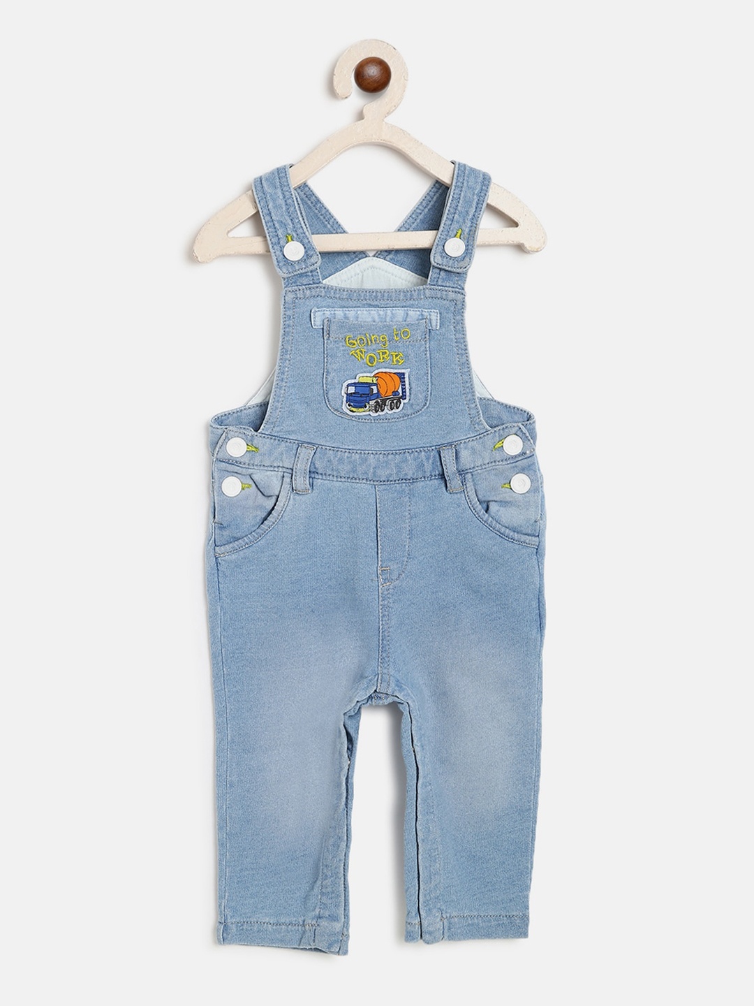 

Chicco Boys Blue Solid Straight-Leg Denim Dungarees