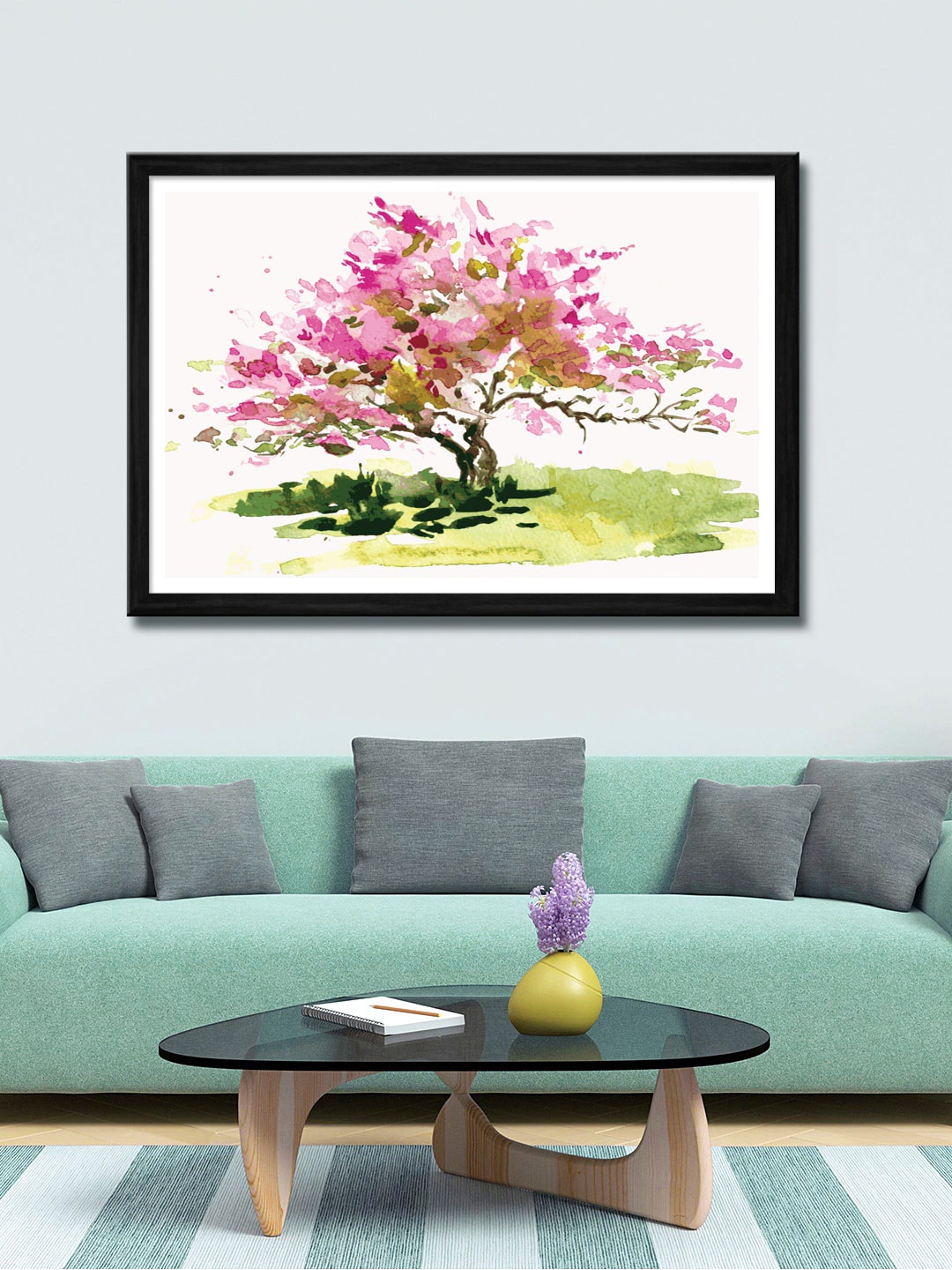999Store White & Pink Tree Canvas Wall Art