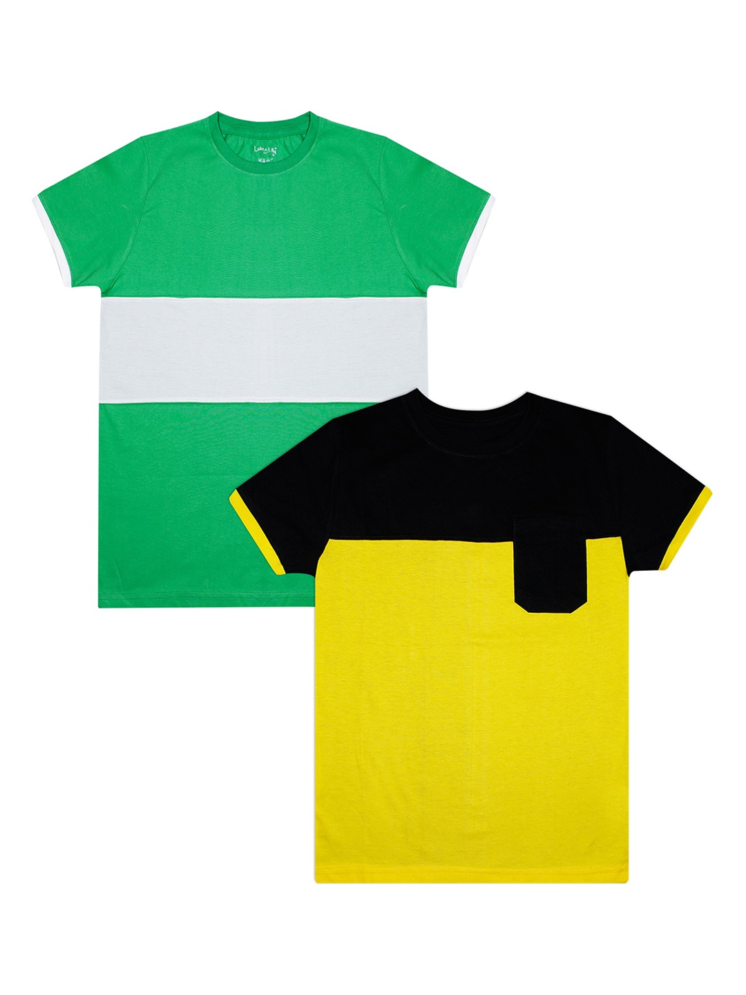 Luke & Lilly Boys Pack Of 2 Colourblocked Round Neck T-shirts, Green