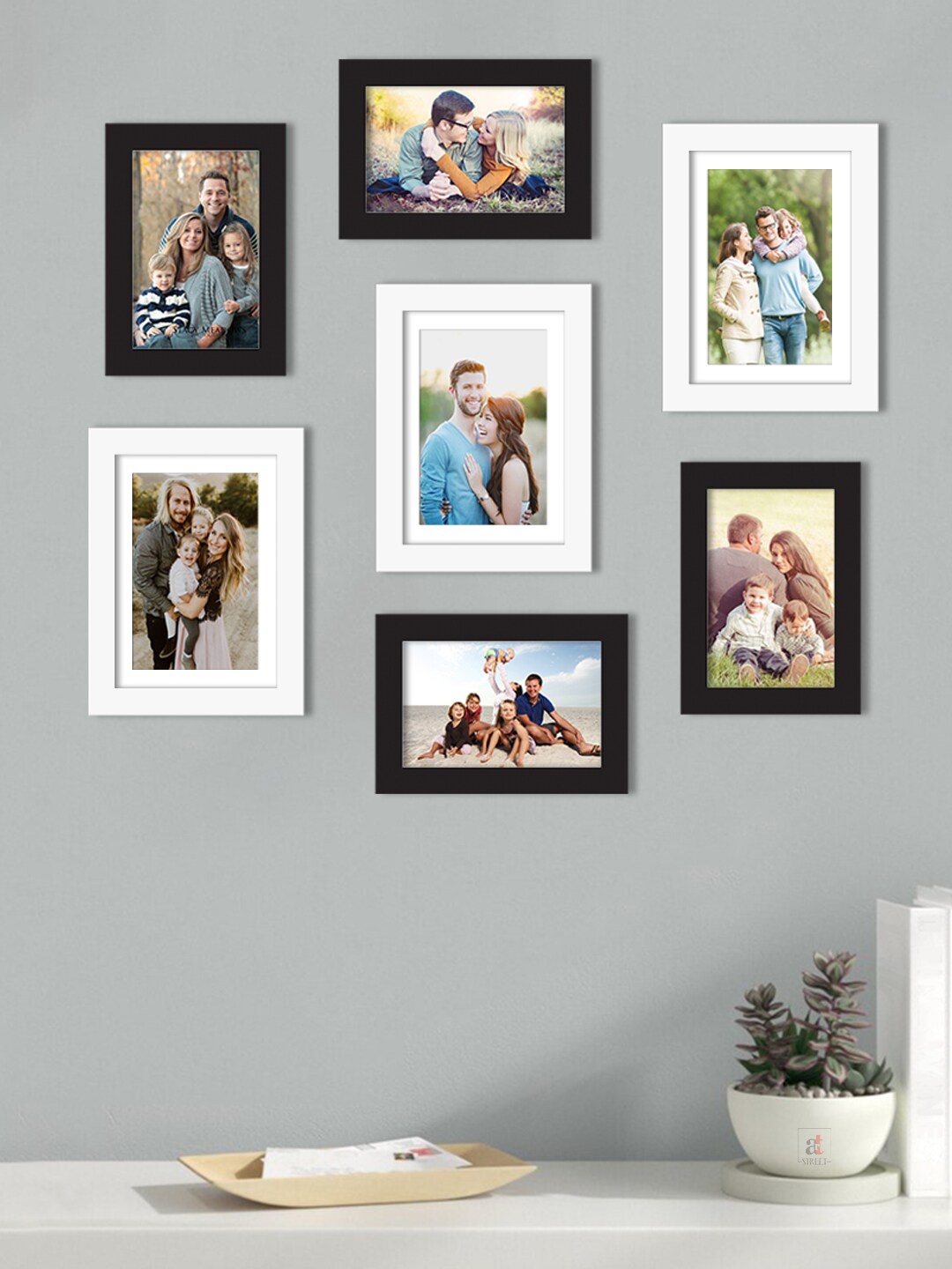 

Art Street Set Of 7 Solid Individual Wall Photo Frames, Black