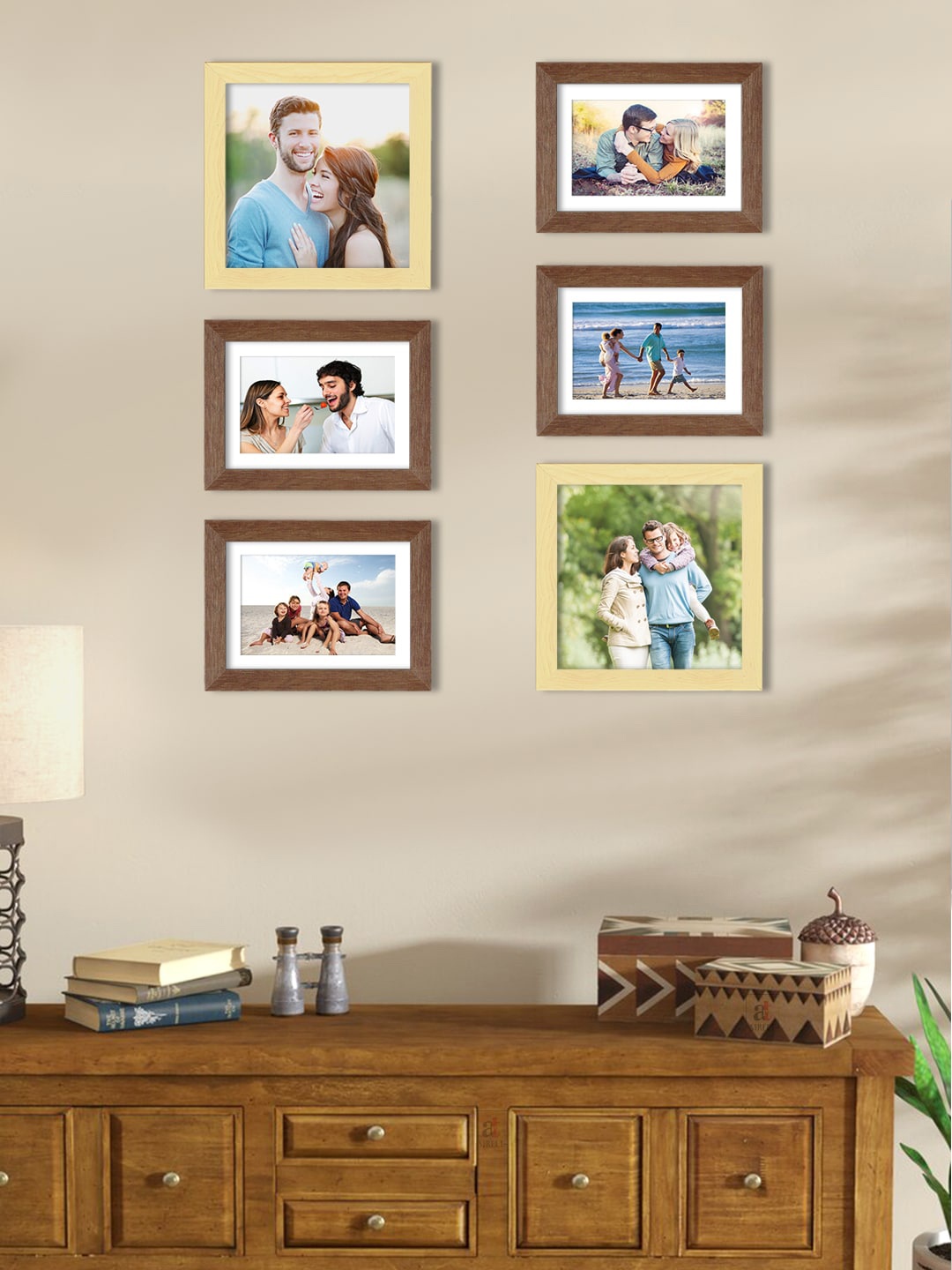 

Art Street Set Of 6 Solid Individual Wall Photo Frames, Brown