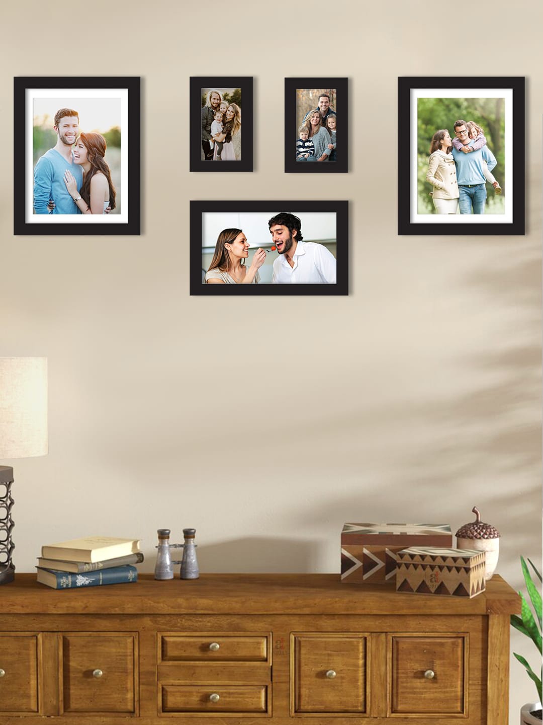 

Art Street Set Of 5 Black Solid Individual Wall Photo Frames