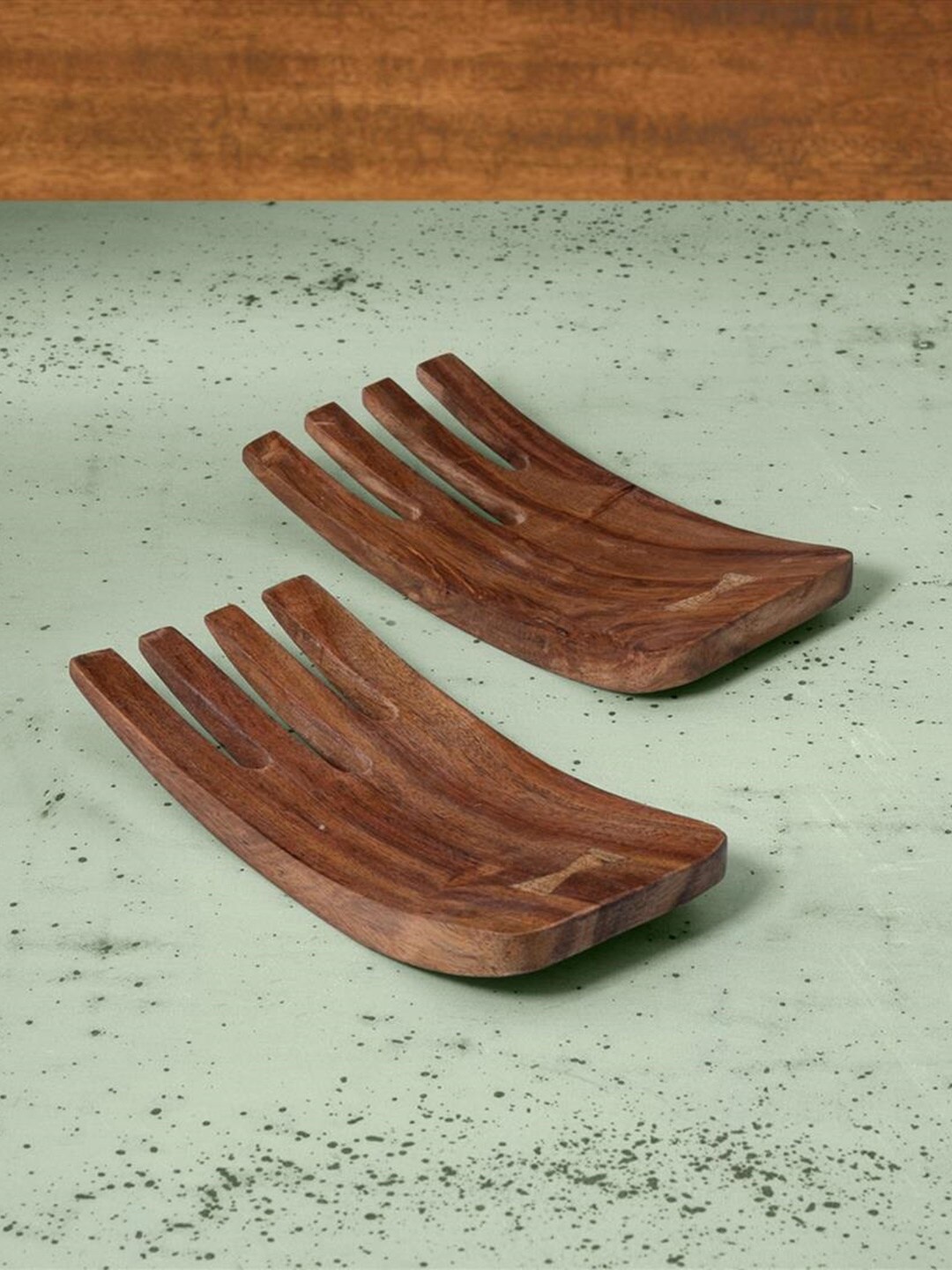 

ellementry Set Of 2 Sheesham Natural Salad Spoon, Brown
