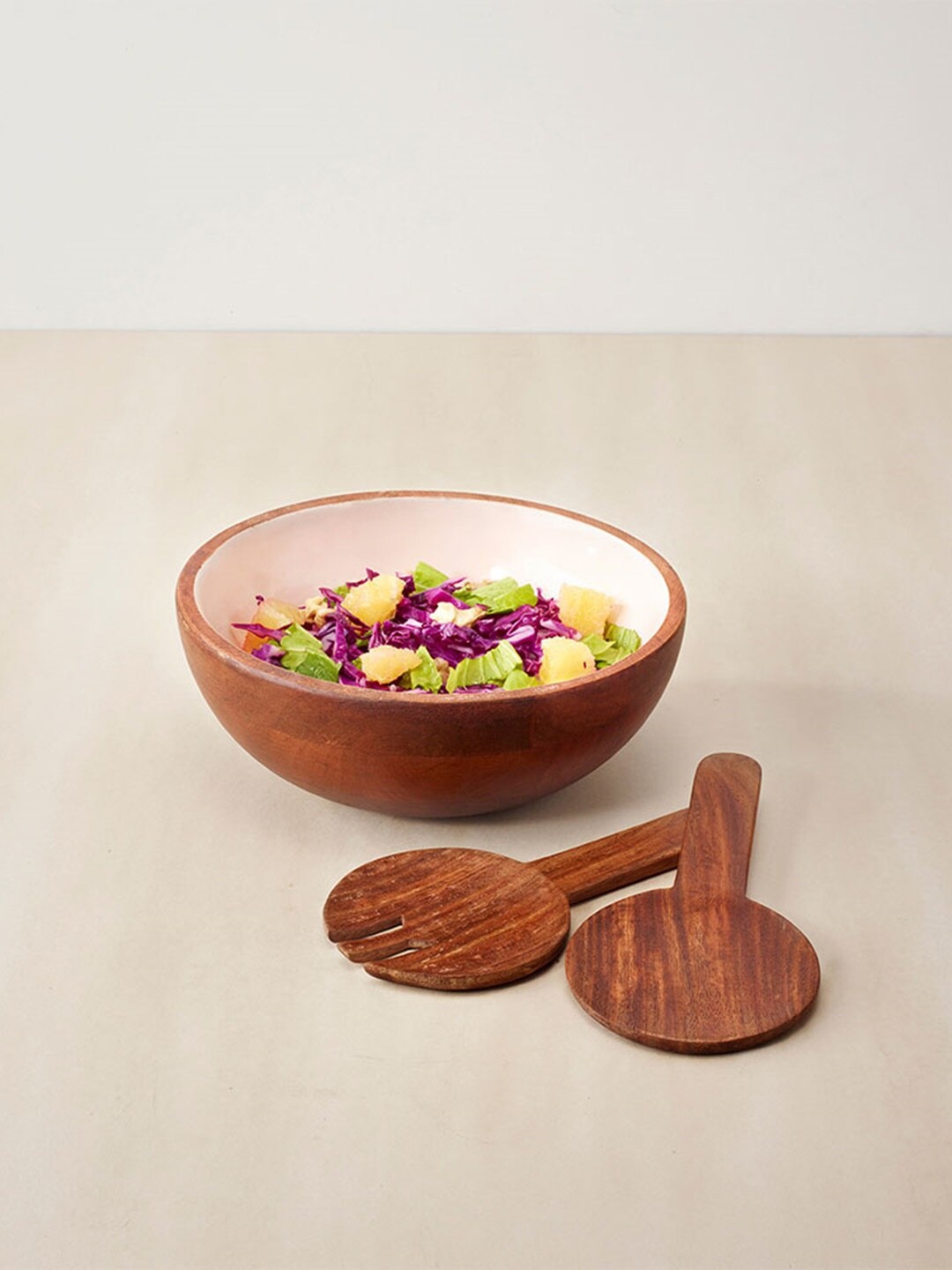 

ellementry Brown 2 Pieces Sheesham Wood Salad Spoon & Fork