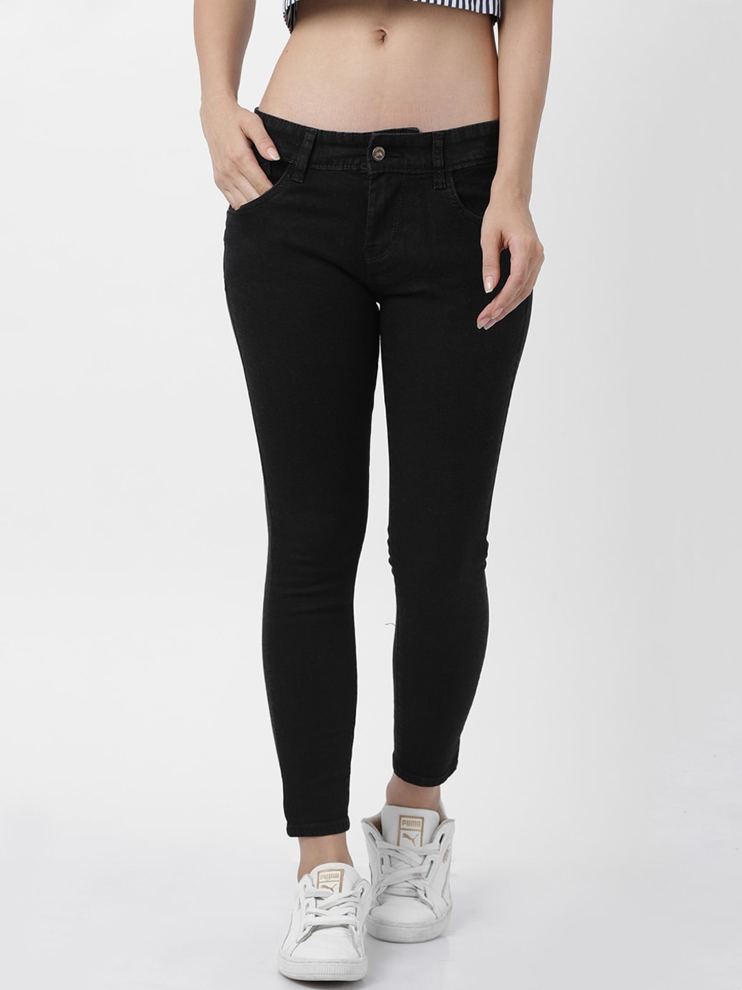 

Llak Jeans Women Black Skinny Fit Mid-Rise Clean Look Stretchable Jeans