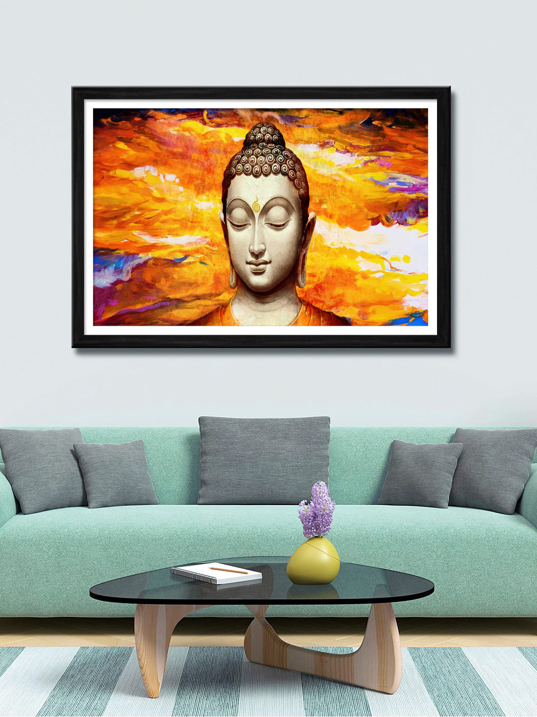 

999Store Yellow & Orange Lord Buddha Canvas Wall Art