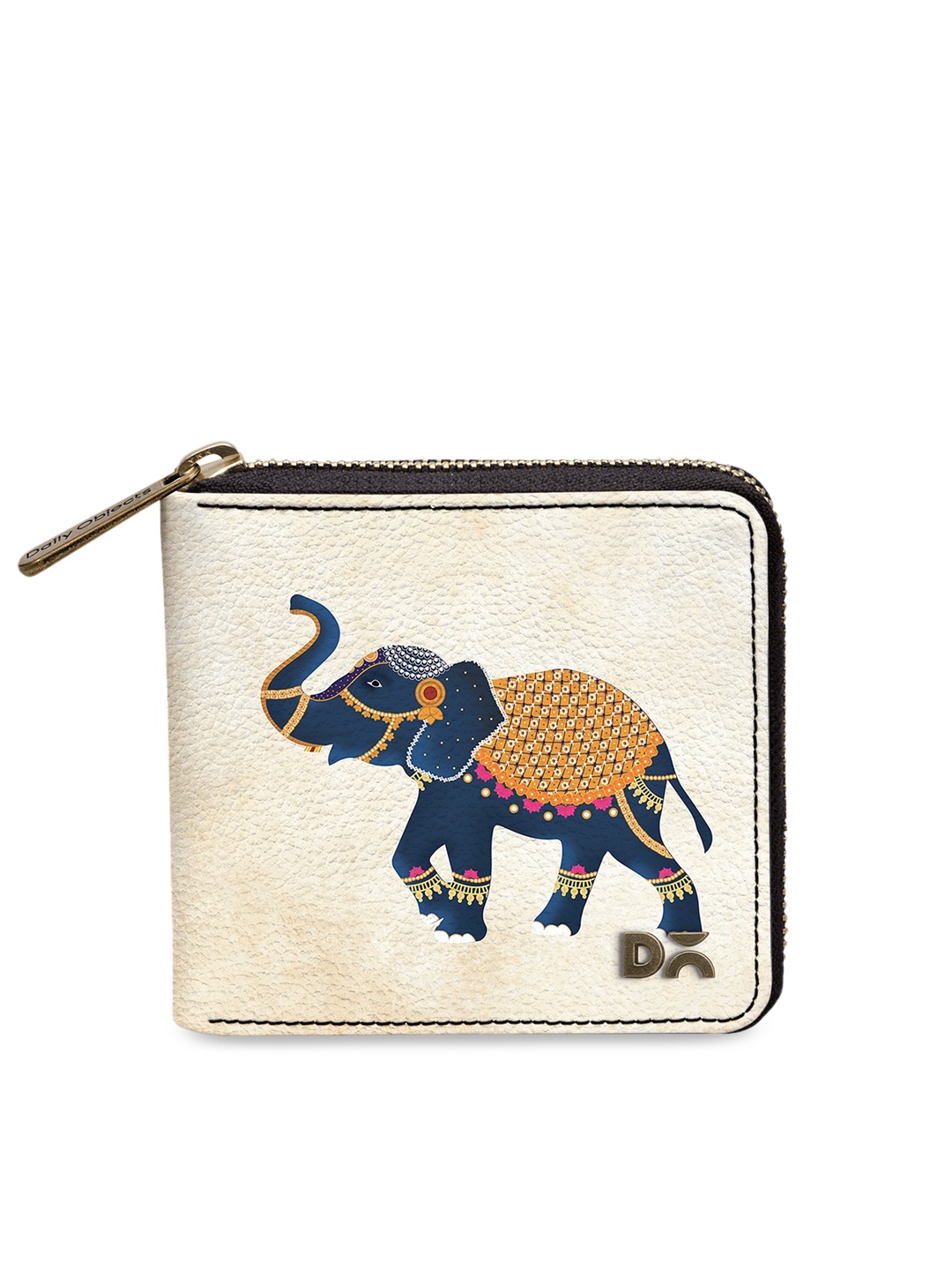 

DailyObjects Women Beige & Navy Blue Printed Zip Around Wallet