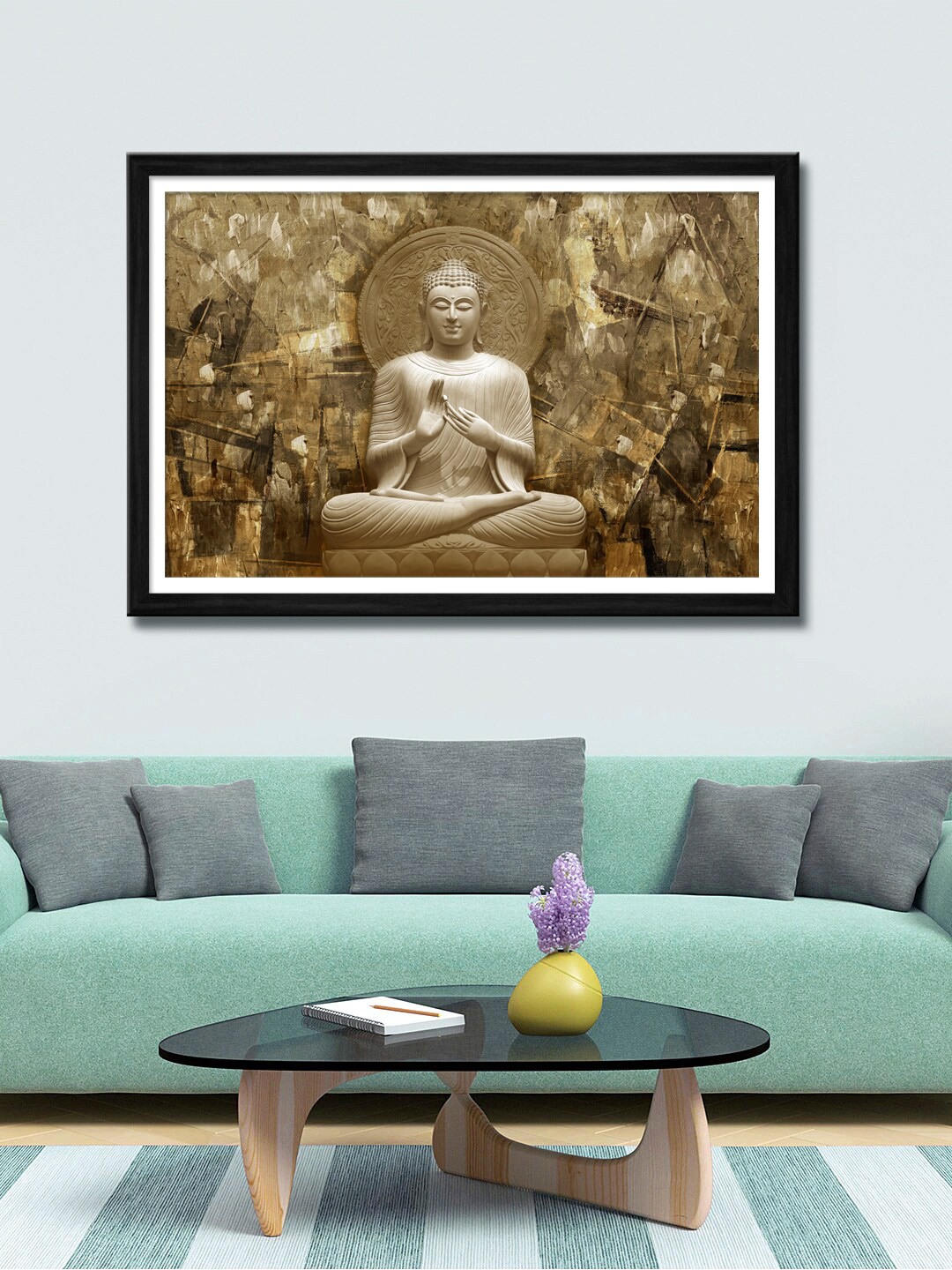 

999Store Gold-Coloured & Beige Lord Buddha Canvas Wall Art