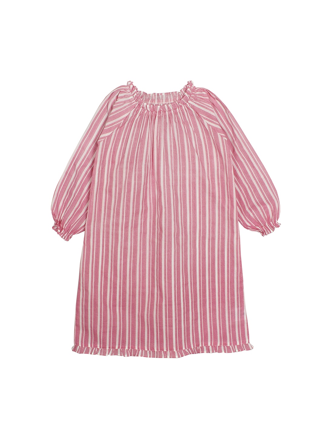 

My Little Lambs Girls Pink & White Striped Nightdress