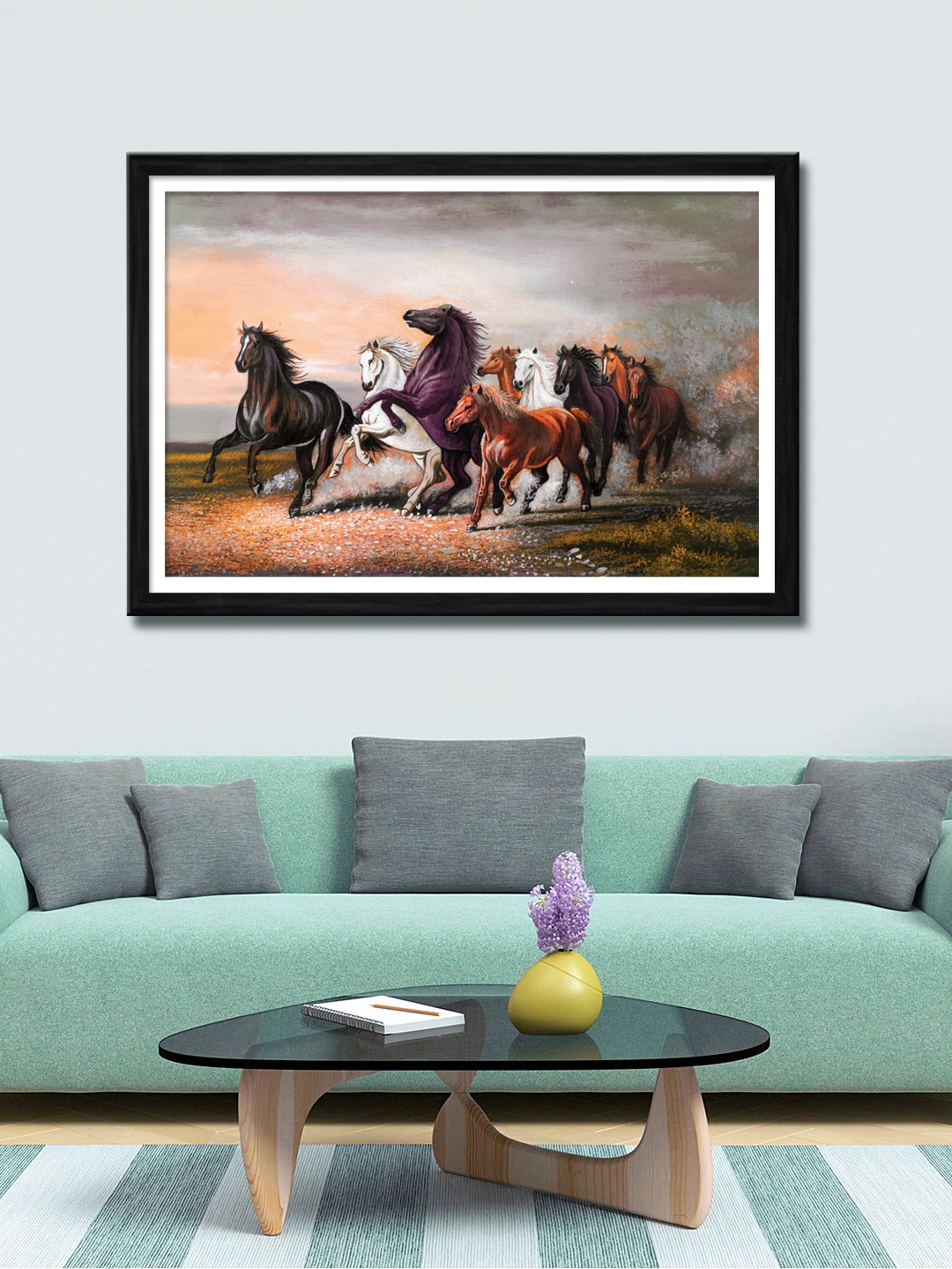 

999Store Brown & White Running Horses Canvas Wall Art