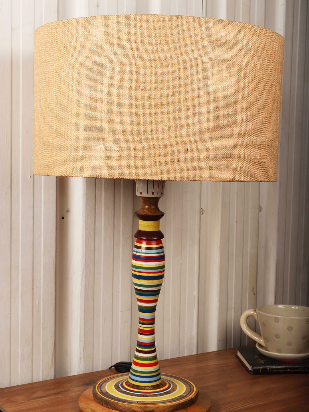 

Grated Ginger Beige Printed Bedside Standard Table Lamp with Shade