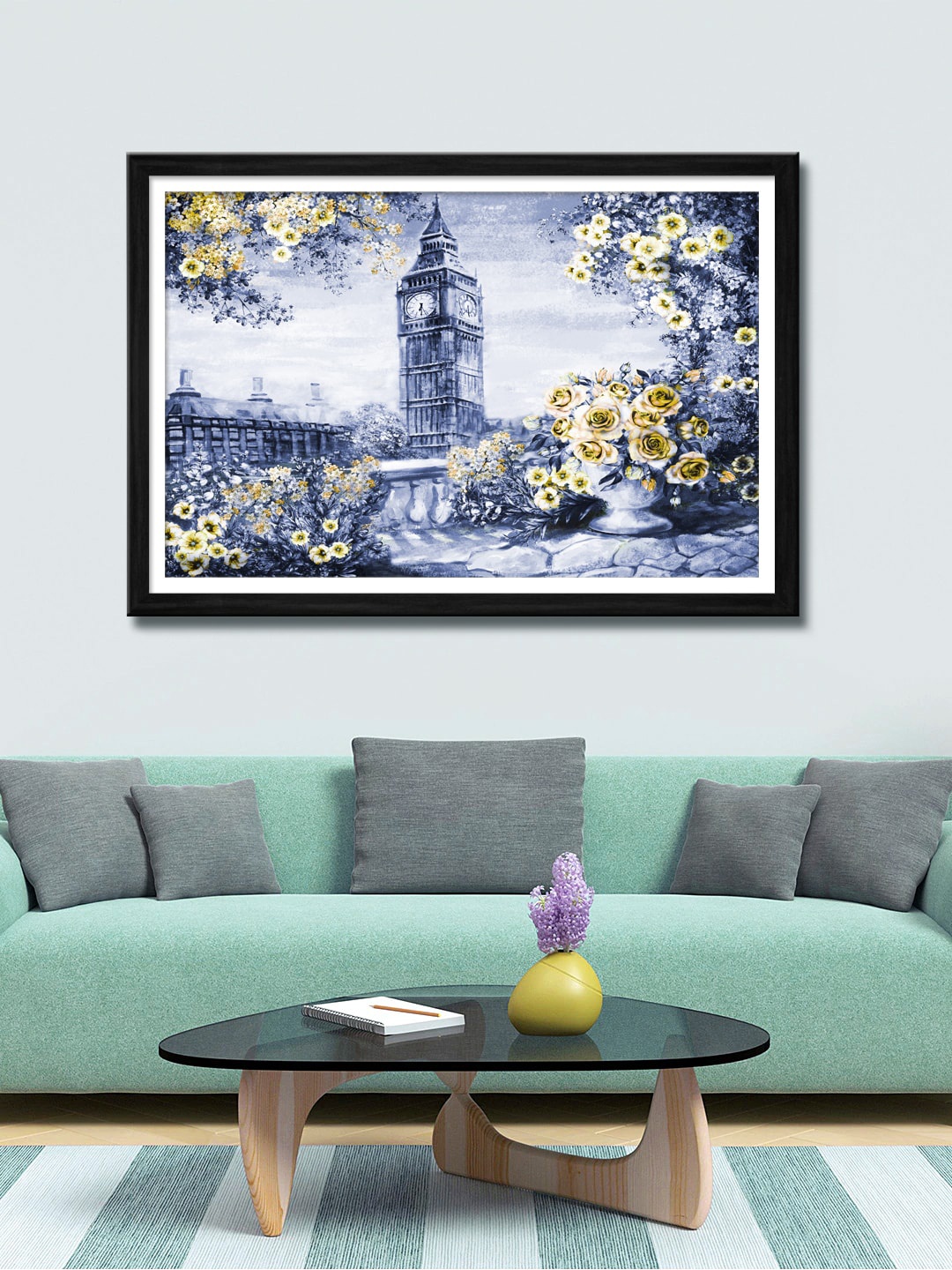 

999Store Blue & Yellow London City Canvas Painting Wall Art