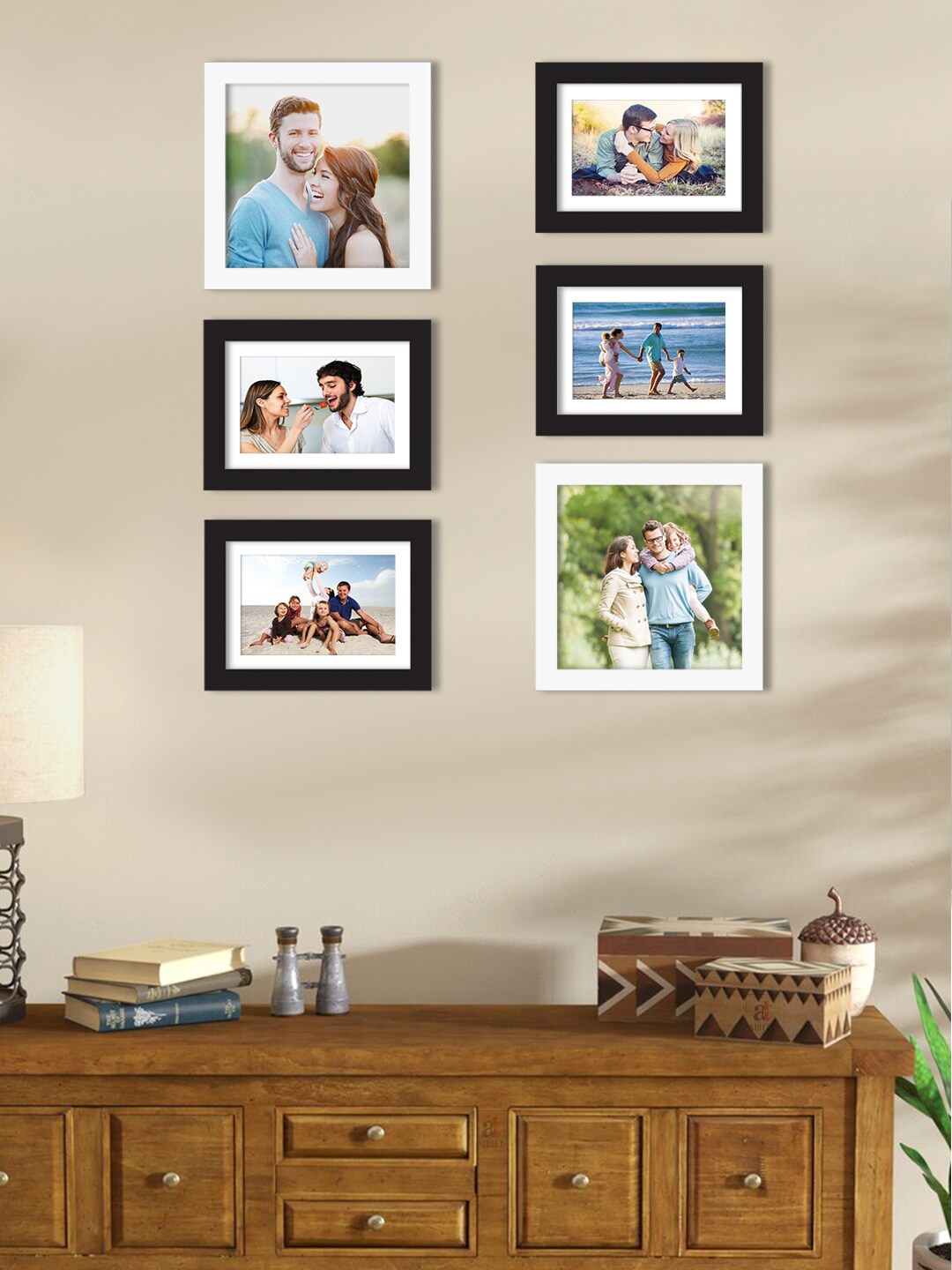 

Art Street Set Of 6 Solid Individual Wall Photo Frames, Black
