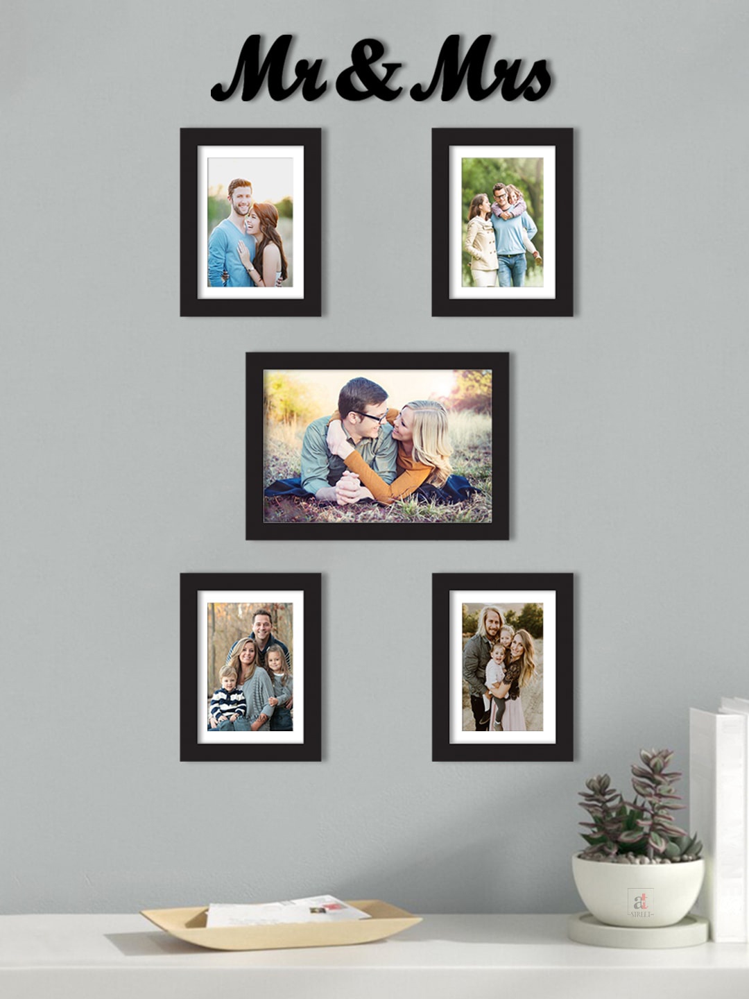 

Art Street Set Of 5 Black Solid Individual Wall Photo Frames