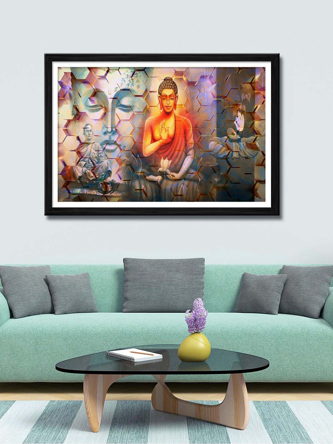 

999Store Brown & Grey Lord Buddha Canvas Painting Wall Art