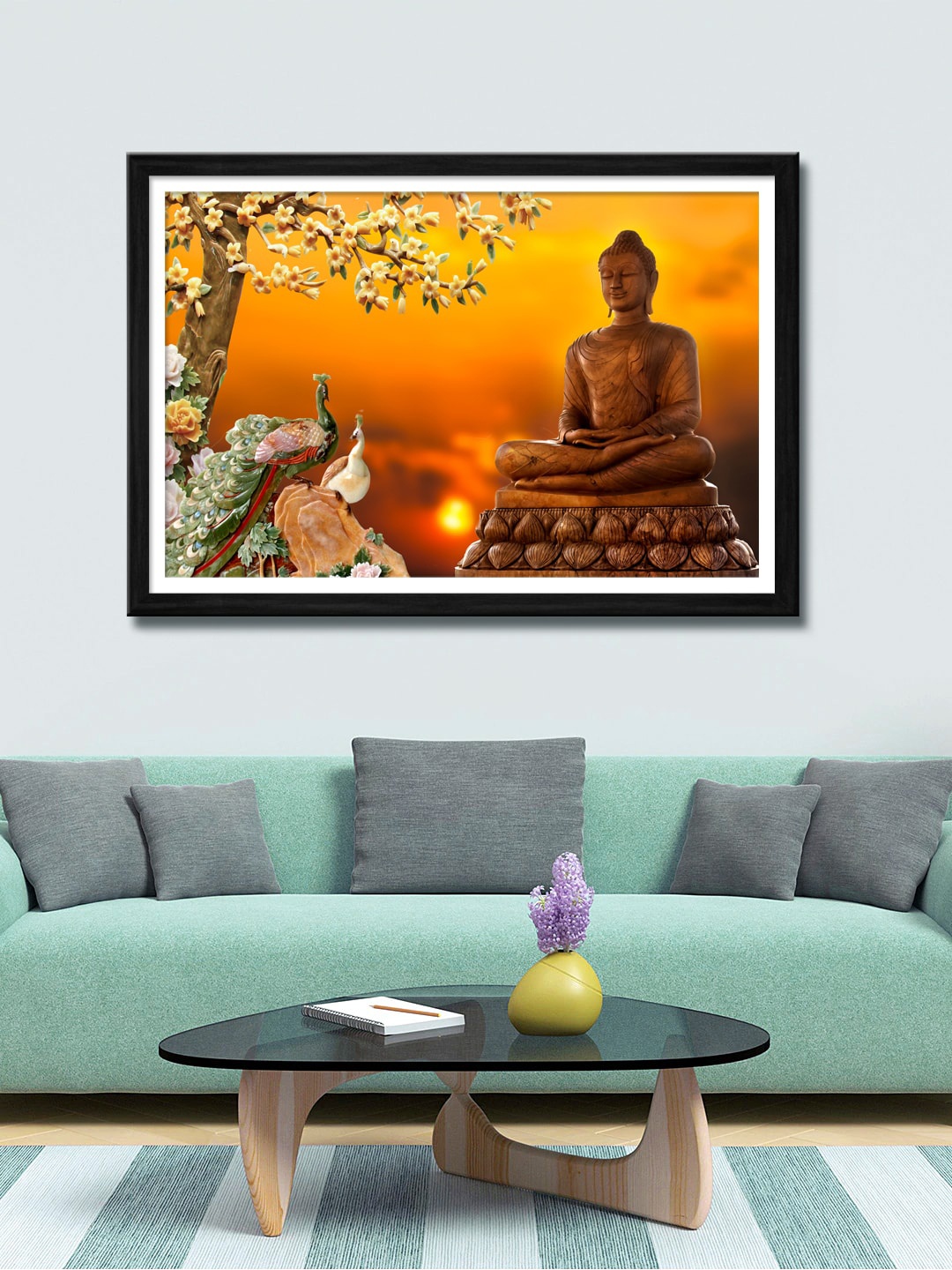 

999Store Brown & Green Lord Buddha Canvas Wall Art