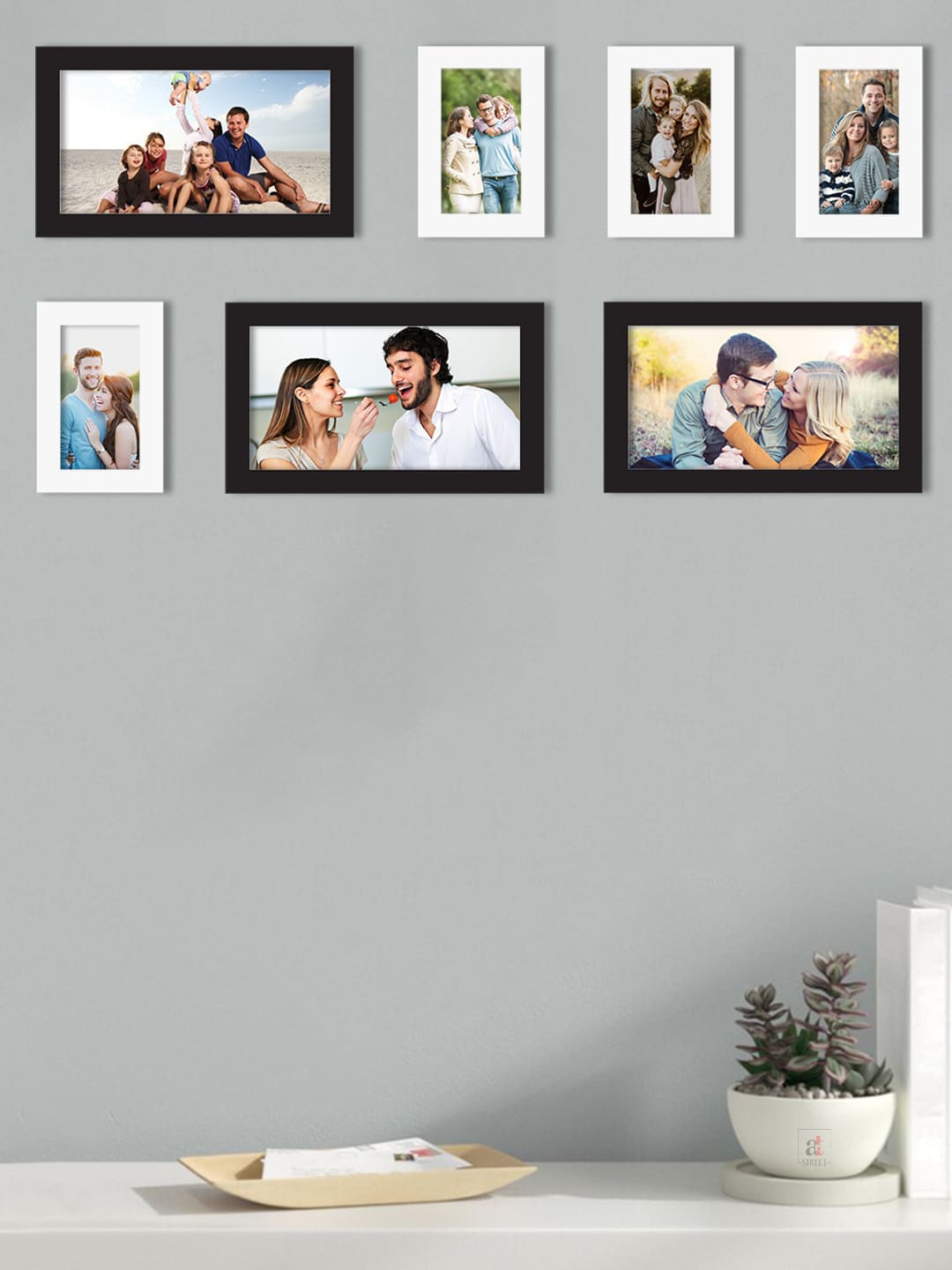 

Art Street Set Of 7 White & Black Solid Individual Wall Photo Frames