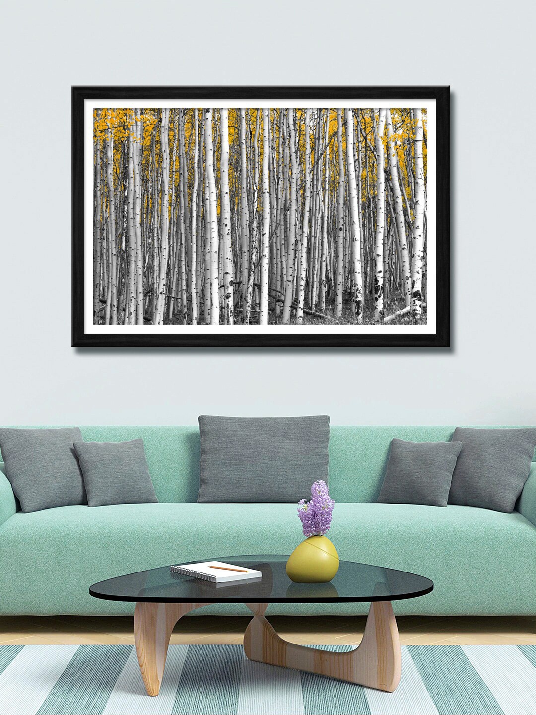 999Store Grey & Yellow Trees Forest Canvas Painting Wall Art