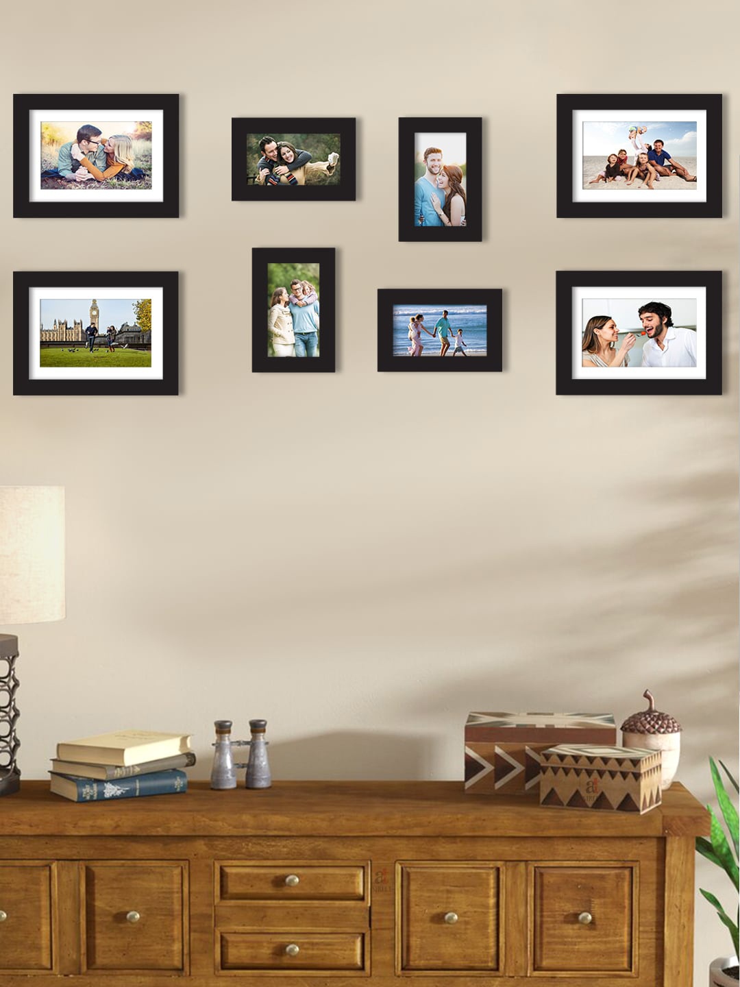 

Art Street Set Of 8 Black Solid Individual Wall Photo Frames