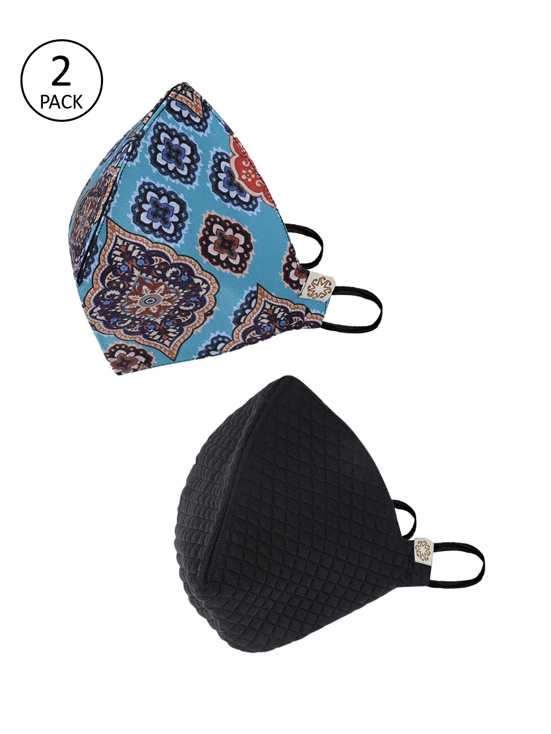 

VASTRAMAY Adults Pack of 2 Reusable 4-Layers Cloth Masks, Black