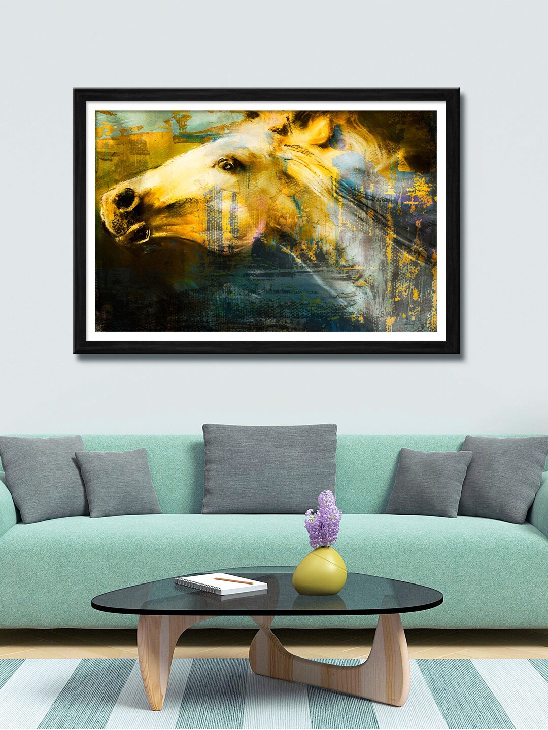 

999Store Yellow & Blue Horse Canvas Wall Art