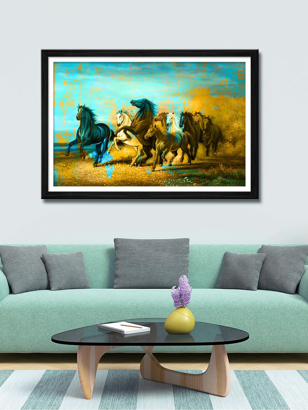 

999Store Yellow & Brown Running Horses Canvas Wall Art