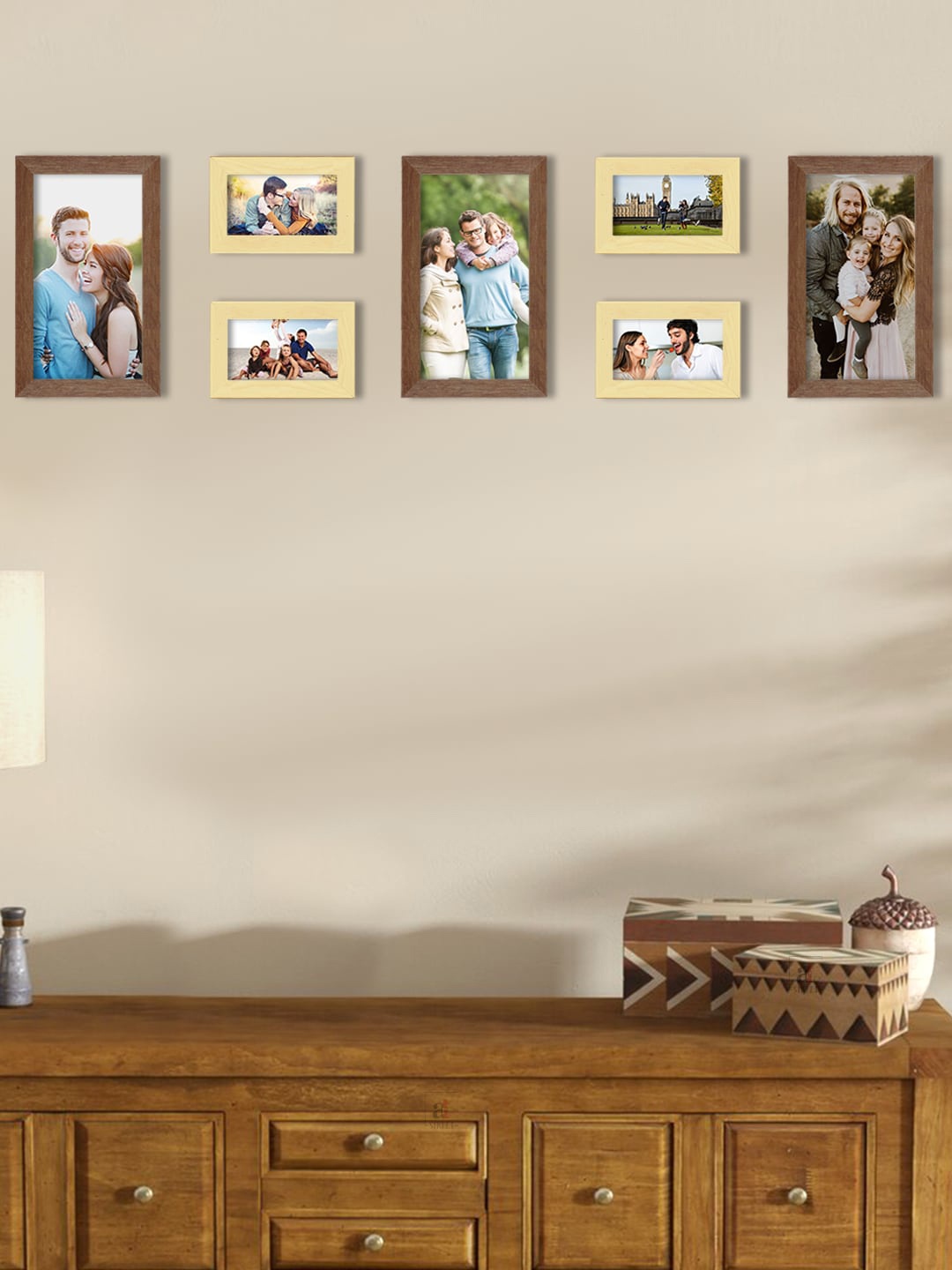 

Art Street Set Of 7 Solid Individual Wall Photo Frames, Beige