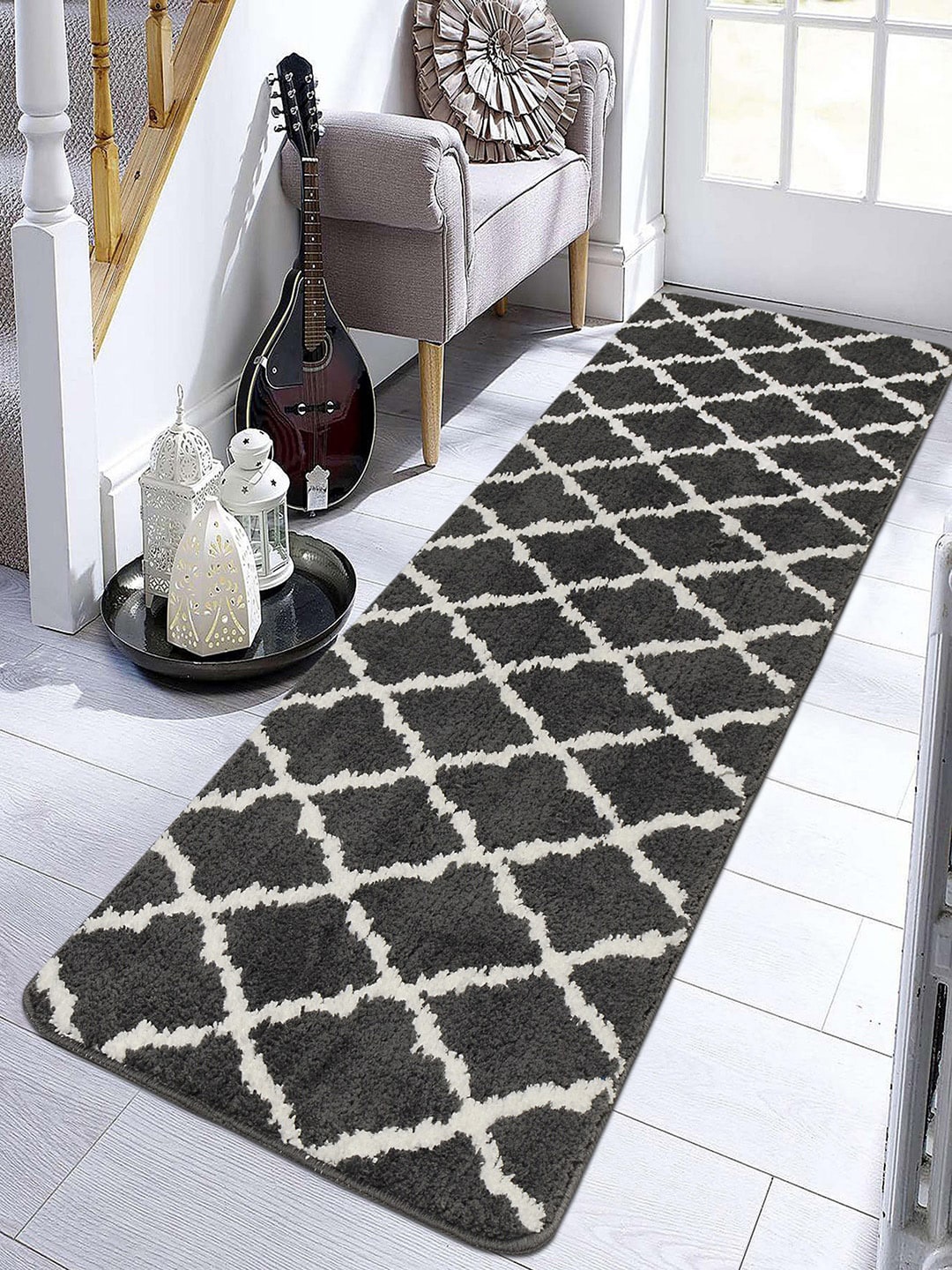 

Saral Home Grey & White Trellis Design Anti-Skid Floor Runner