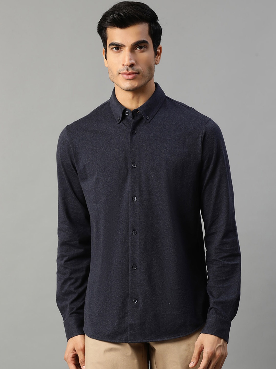 Matinique Men Navy Blue Slim Fit Opaque Casual Shirt