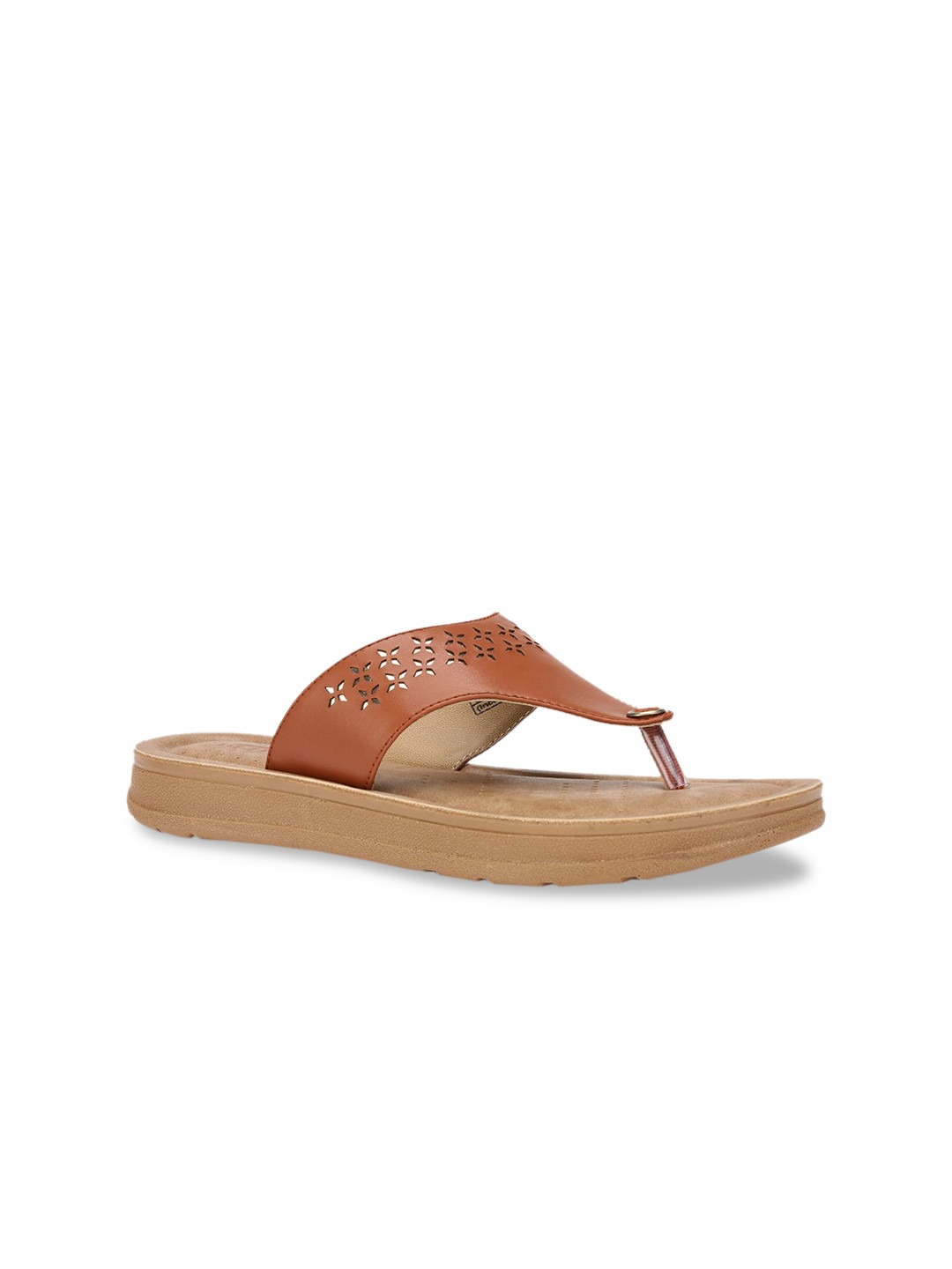 

Bata Women Brown Textured PU Open Toe Flats