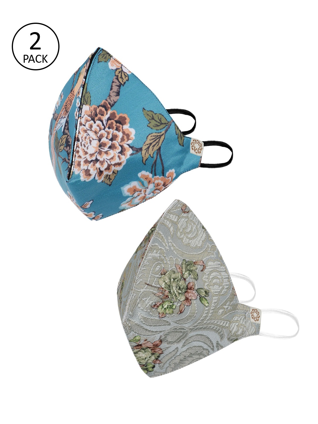 

VASTRAMAY Unisex 2 Pcs Printed 4-Ply Anti-Pollution Reusable Cloth Masks, Green