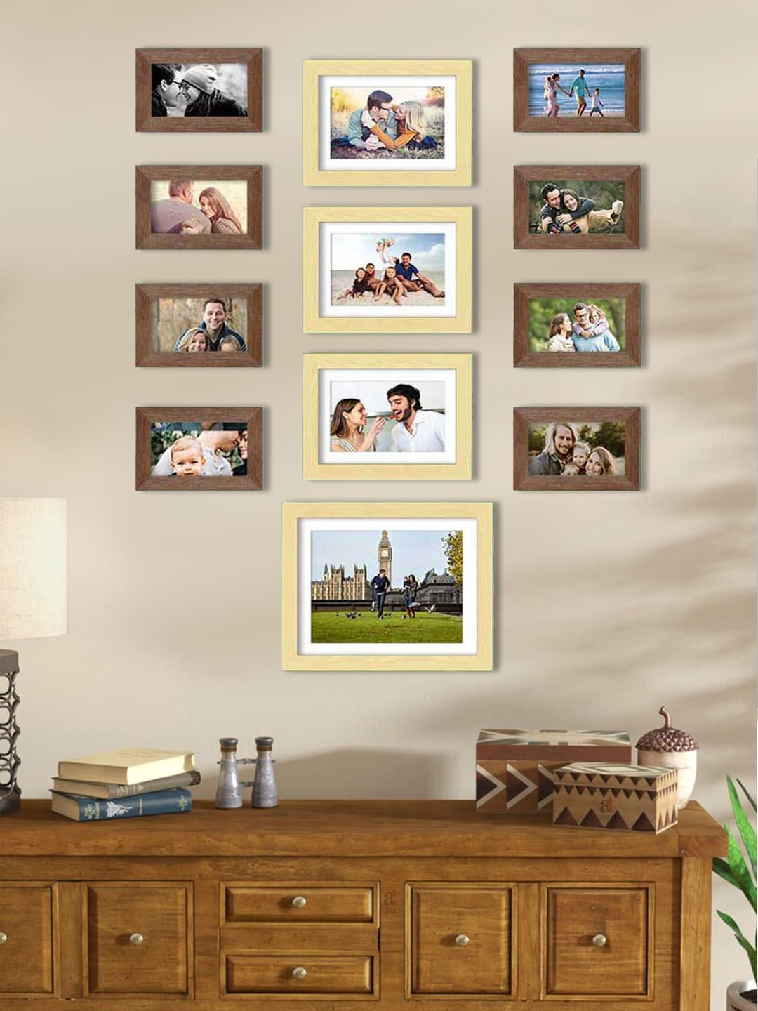 

Art Street Set Of 12 Solid Individual Wall Photo Frames, Brown
