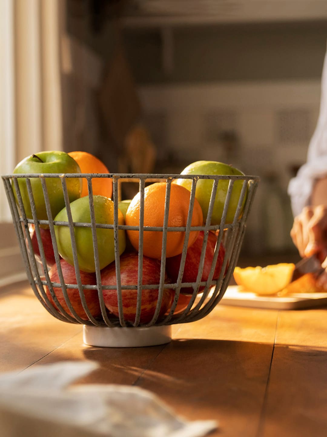 

ellementry Grey Metal Basket With Marble Base