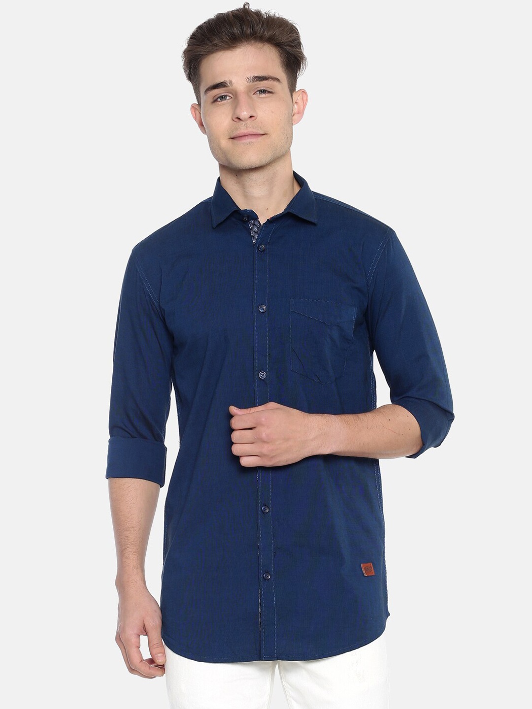 

Campus Sutra Men Navy Blue Classic Regular Fit Solid Casual Shirt