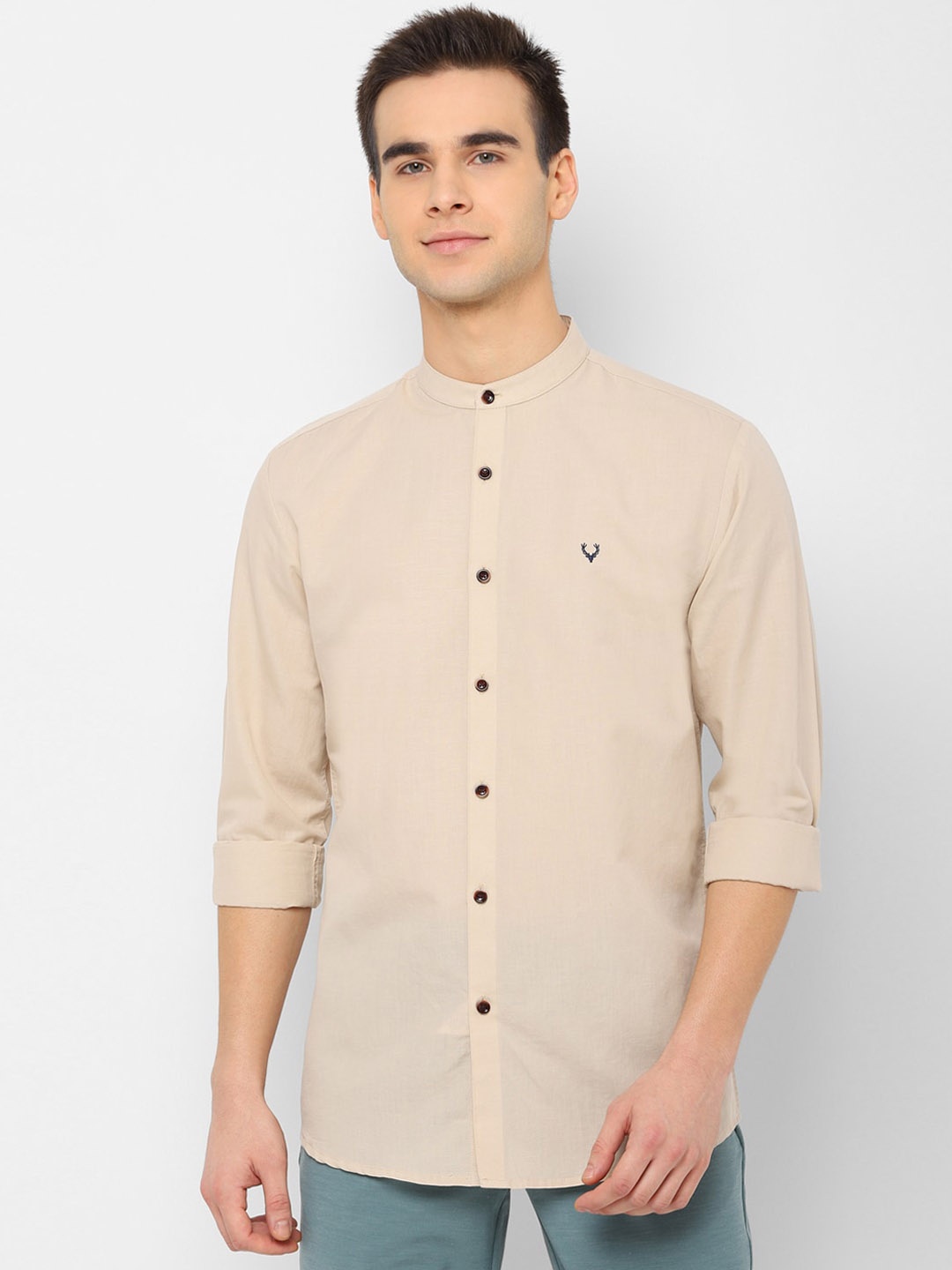 

Allen Solly Men Cream-Coloured Slim Fit Solid Casual Shirt