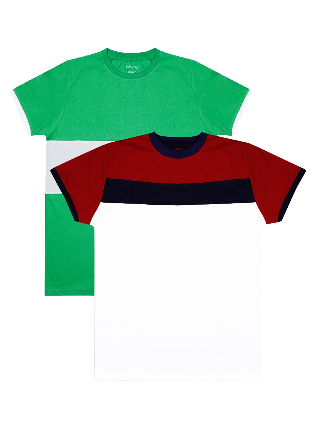

Luke & Lilly Boys Pack Of 2 Colourblocked Round Neck T-shirts, Green