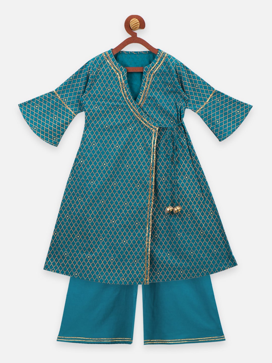 

LilPicks Girls Turquoise Blue Printed Kurta with Palazzos
