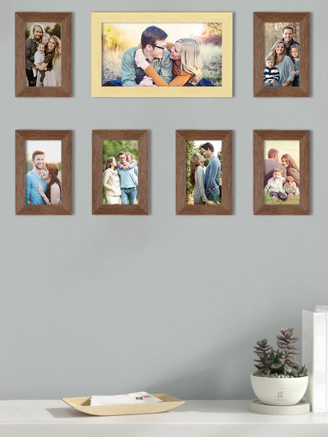 

Art Street Set Of 7 Solid Individual Wall Photo Frames, Brown