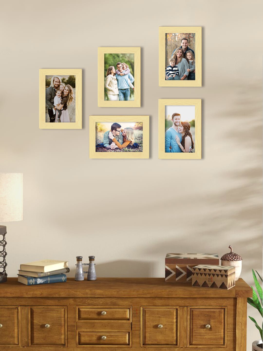 

Art Street Set Of 5 Beige Solid Individual Wall Photo Frames