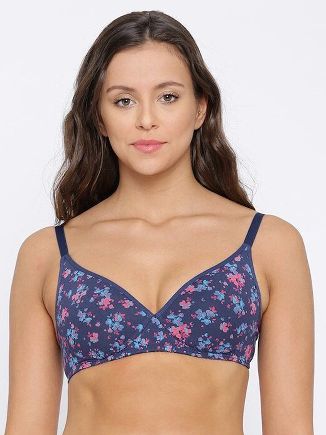 

Enamor Blue Print Non-Wired Lightly Padded Medium Coverage Everyday Tshirt Bra A039