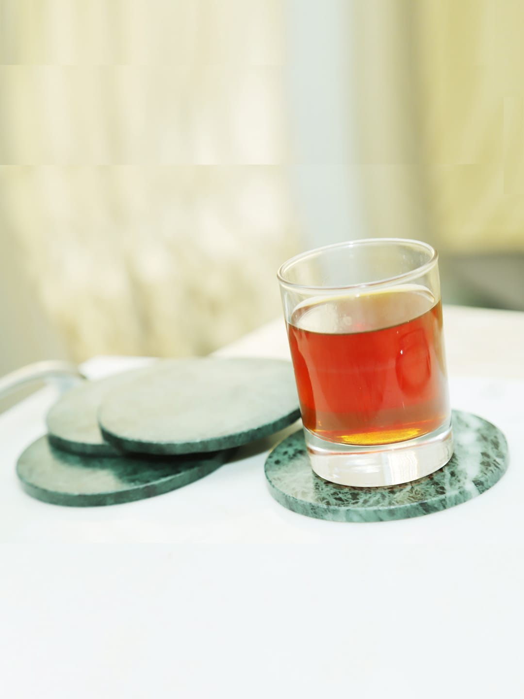 

NikkisPride Set of 4 Green & Black Marble Design Circular Marble Coasters