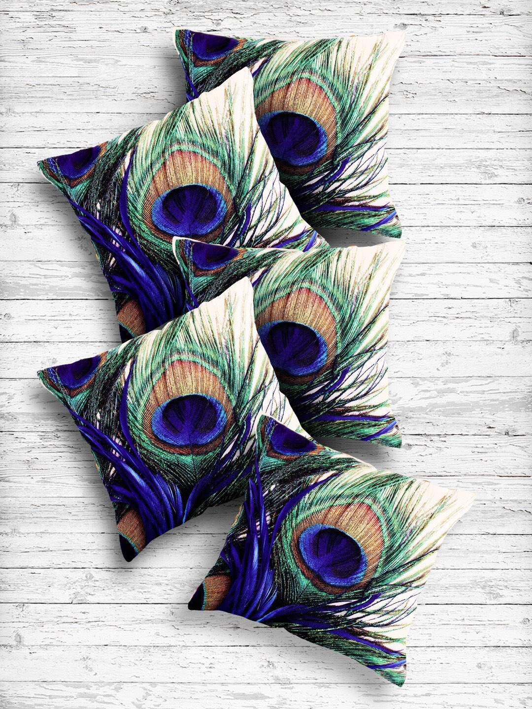 

Kuber Industries Brown & Blue Set of 5 Abstract Square Cushion Covers