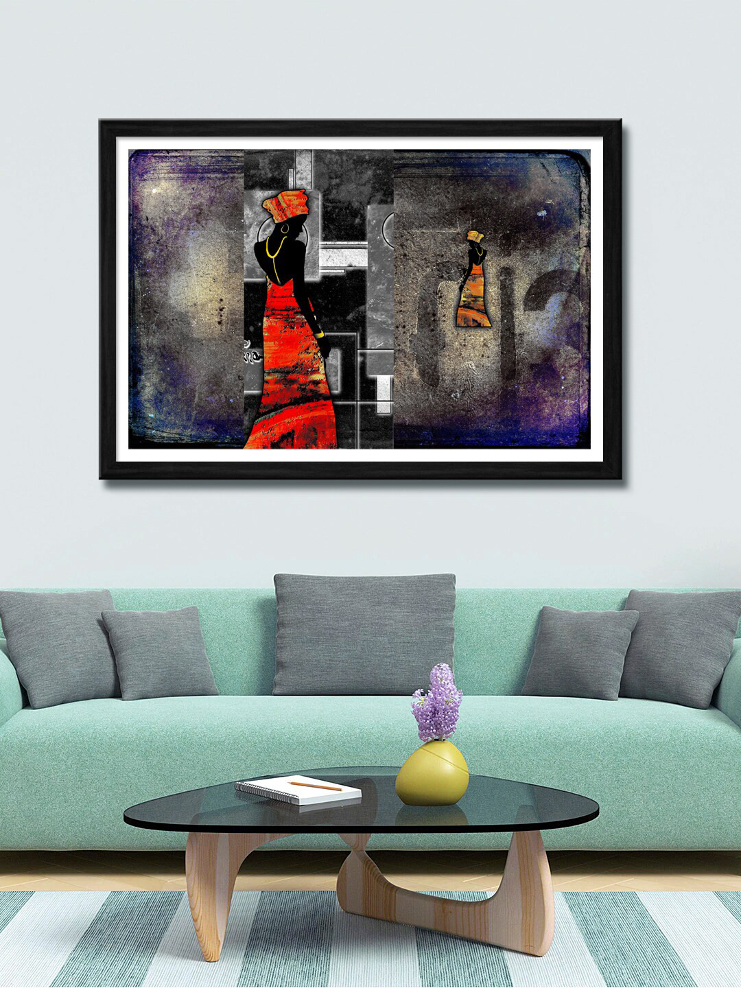 

999Store Black & Orange Abstract Lady Canvas Painting Wall Art